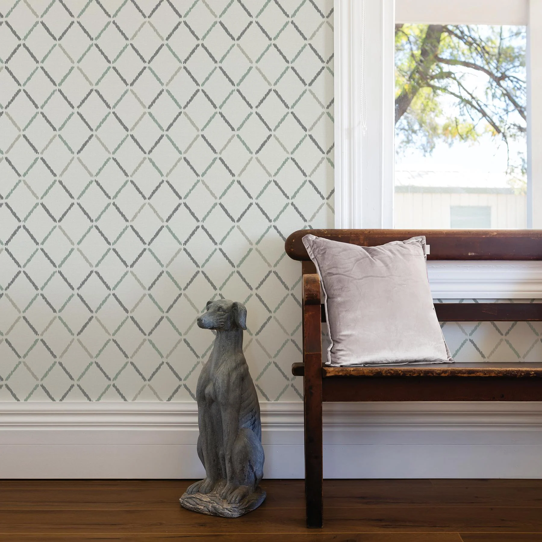 A-Street Prints Allotrope Grey Linen Geometric Wallpaper - Image 2