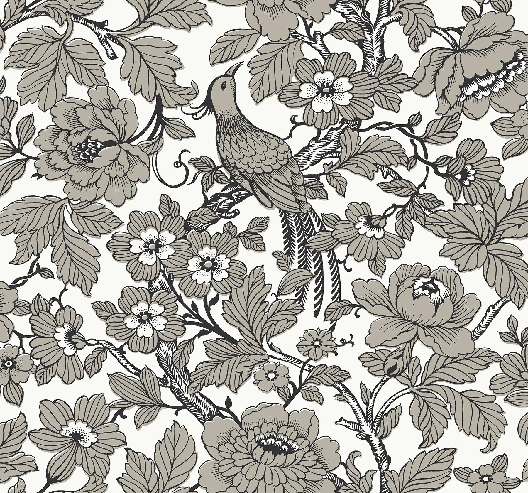 A-Street Prints Beaufort Black Peony Chinoiserie Wallpaper - Image 2