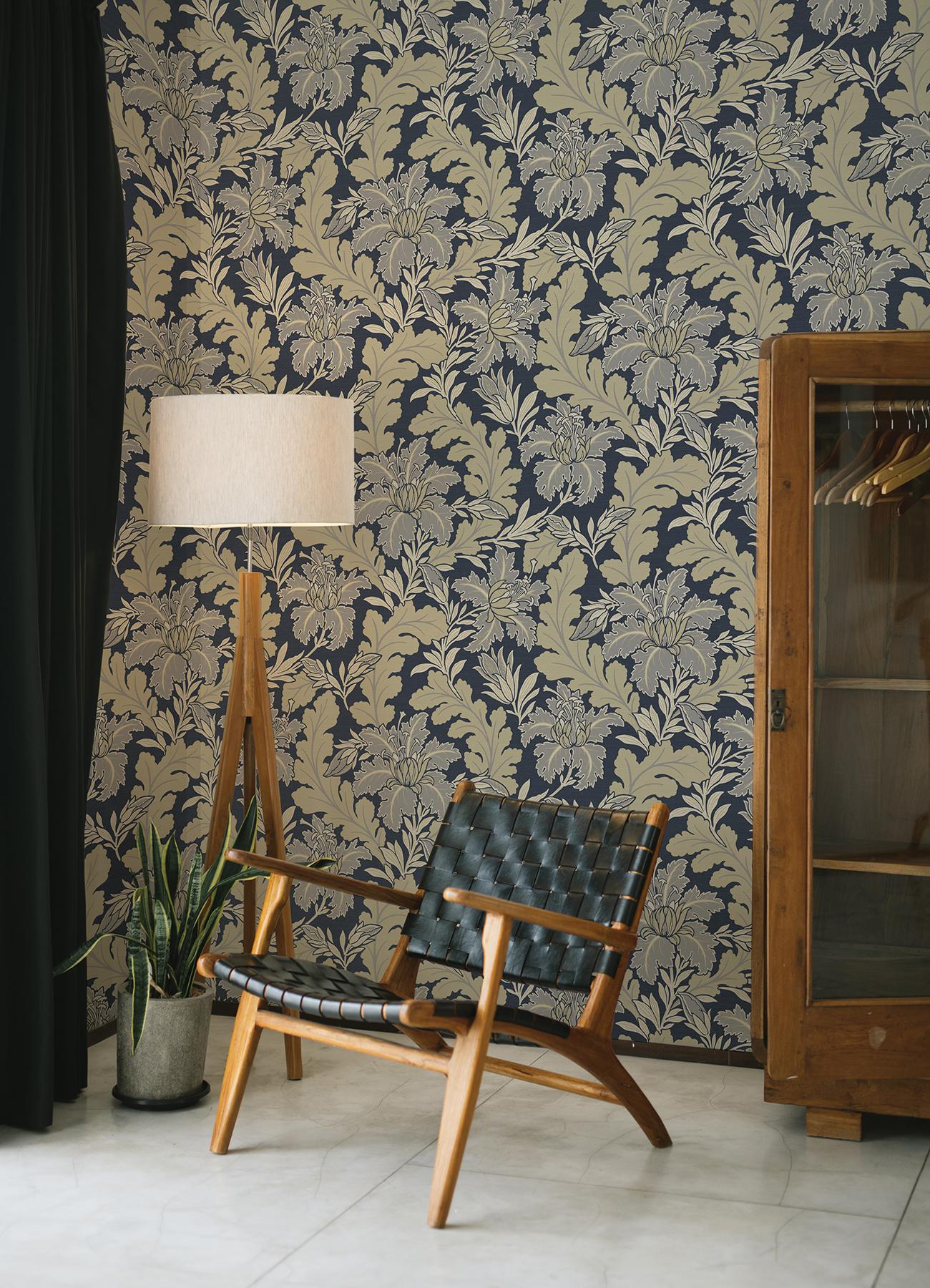 A-Street Prints Butterfield Navy Floral Wallpaper - Image 3