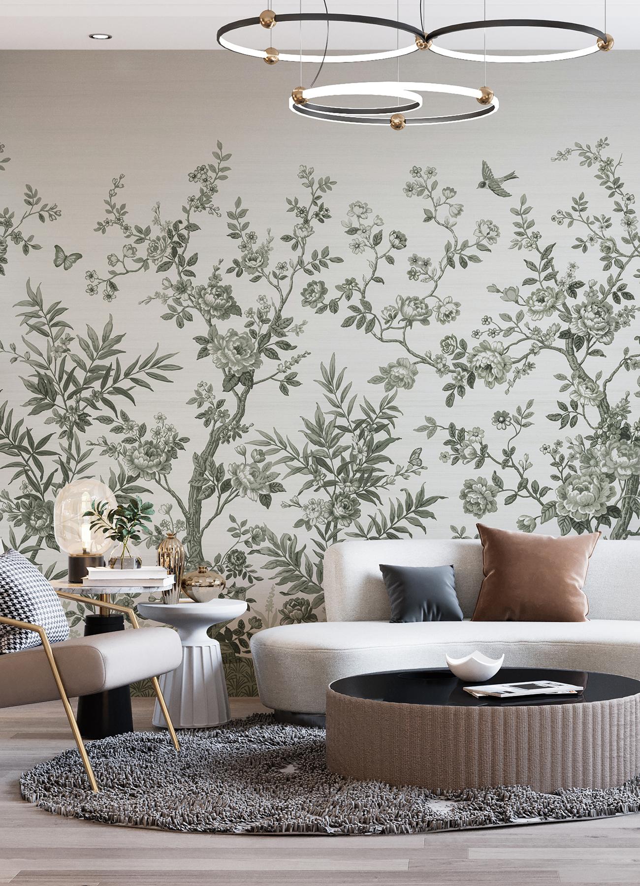 A-Street Prints Forest Chinoiserie Sage Green Wall Mural - Image 5