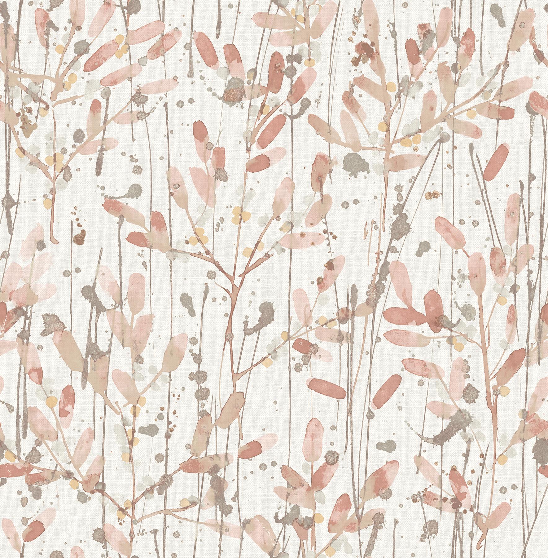 A-Street Prints Leandra Coral Floral Trail Wallpaper - Image 3