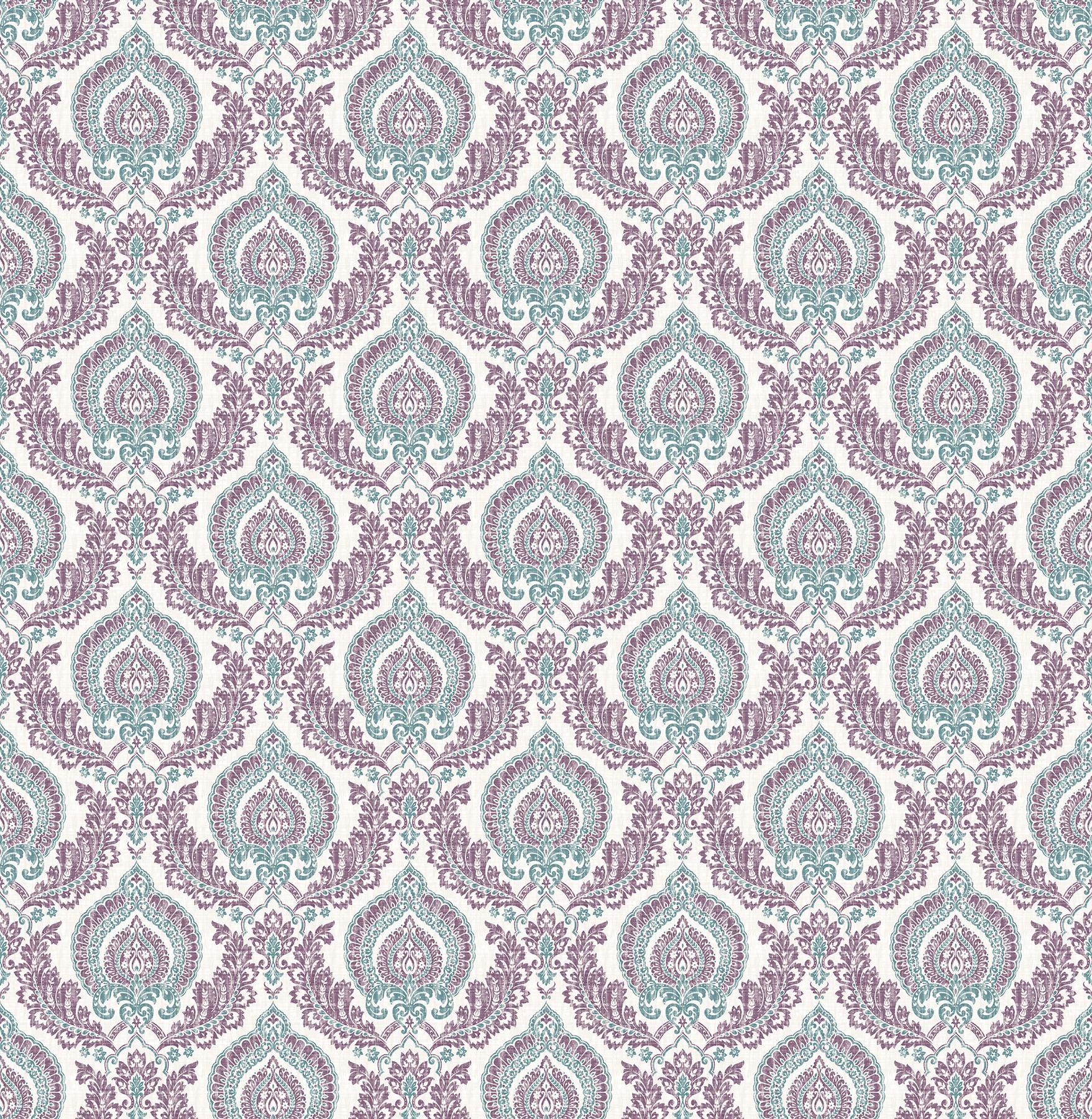 A-Street Prints Lulu Plum Damask Wallpaper
