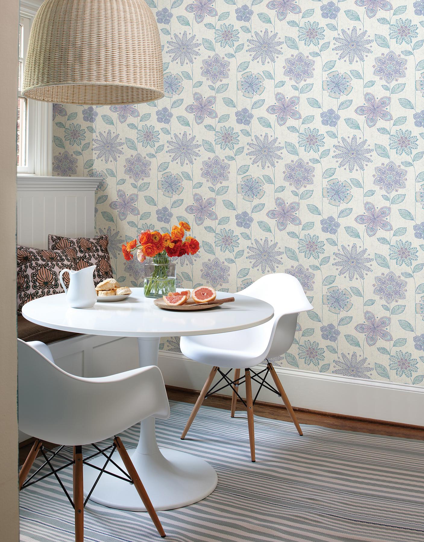A-Street Prints Maisie Indigo Batik Flower Wallpaper - Image 2