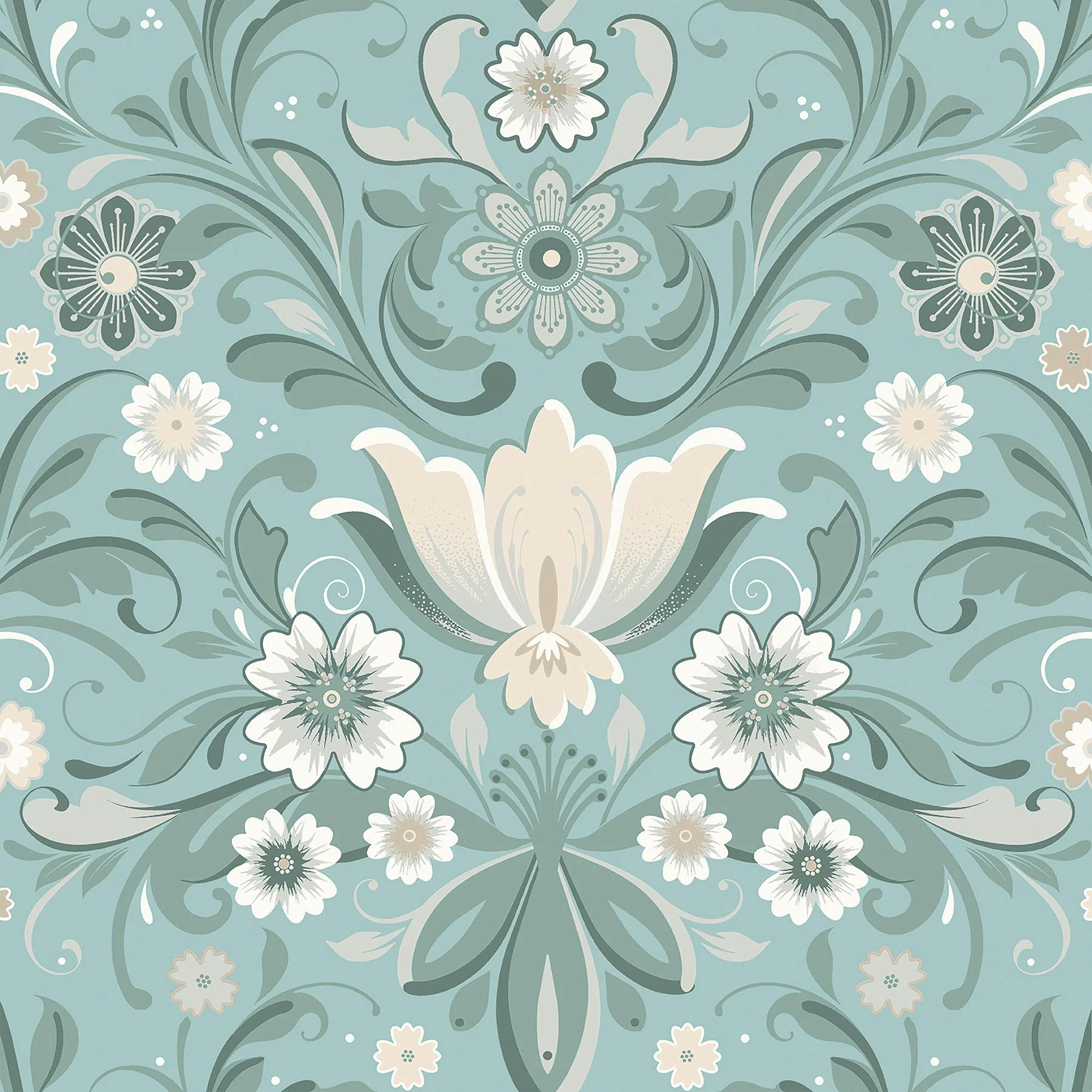 A-Street Prints Ostanskar Turquoise Retro Floral Wallpaper - Image 2