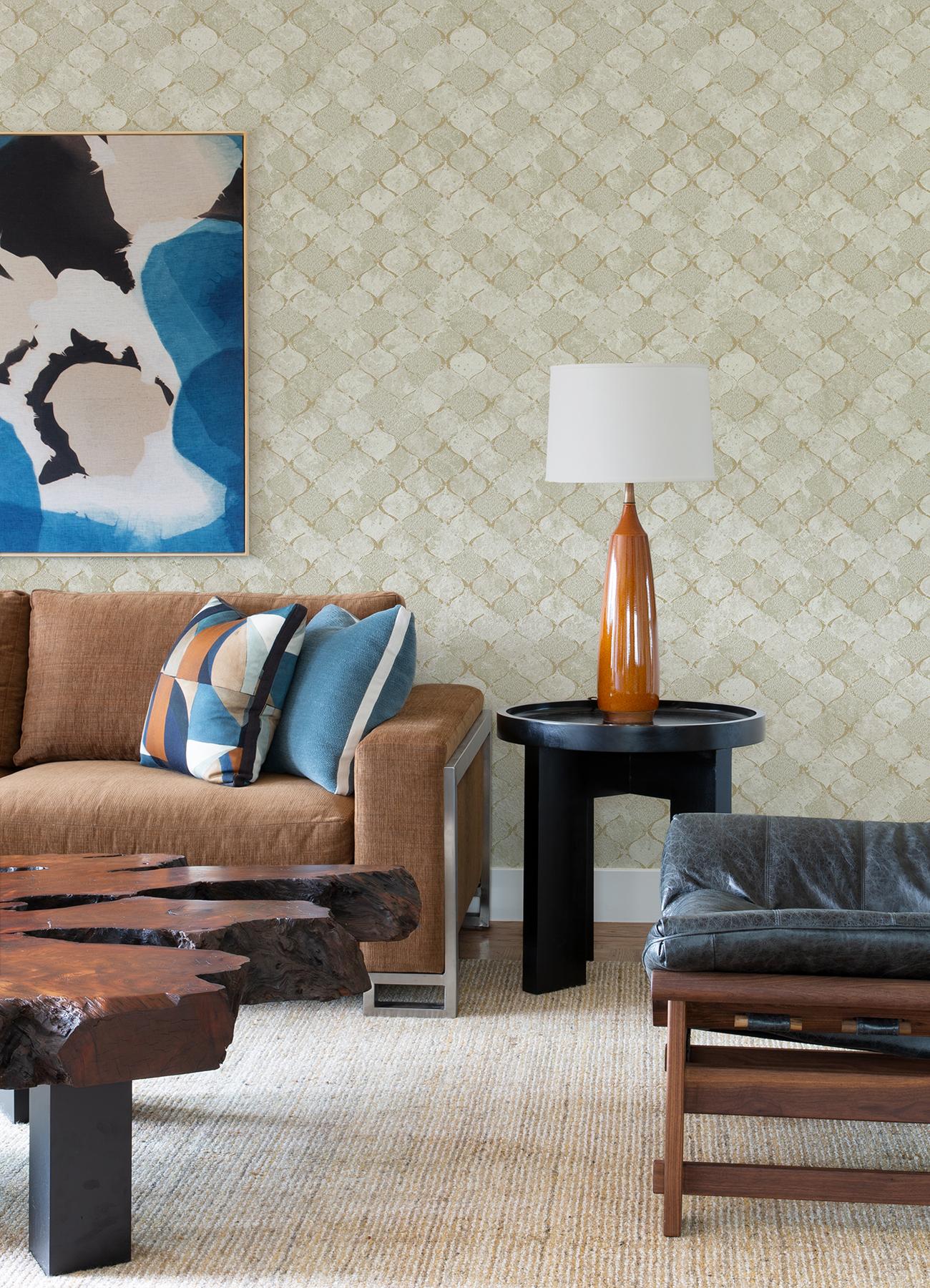 A-Street Prints Pilak Gold Ogee Tile Wallpaper - Image 3