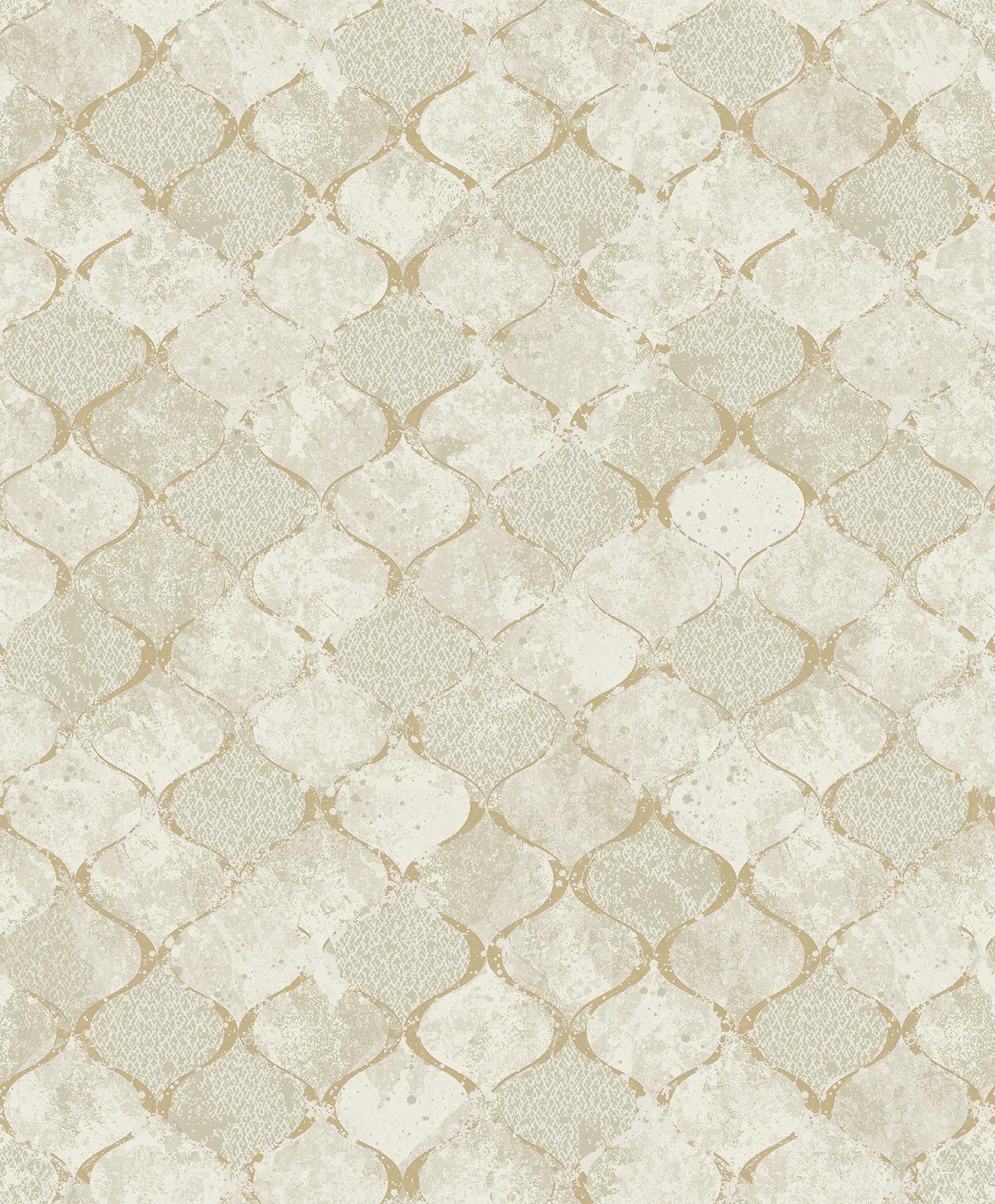 A-Street Prints Pilak Gold Ogee Tile Wallpaper - Image 4