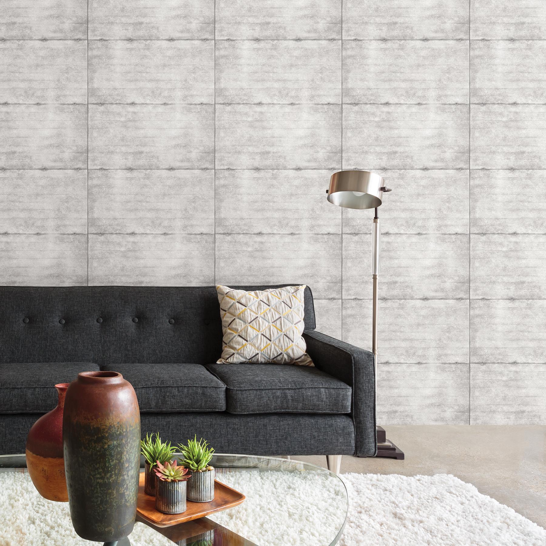 A-Street Prints Smooth Concrete Light Grey Geometric Wallpaper - Image 2