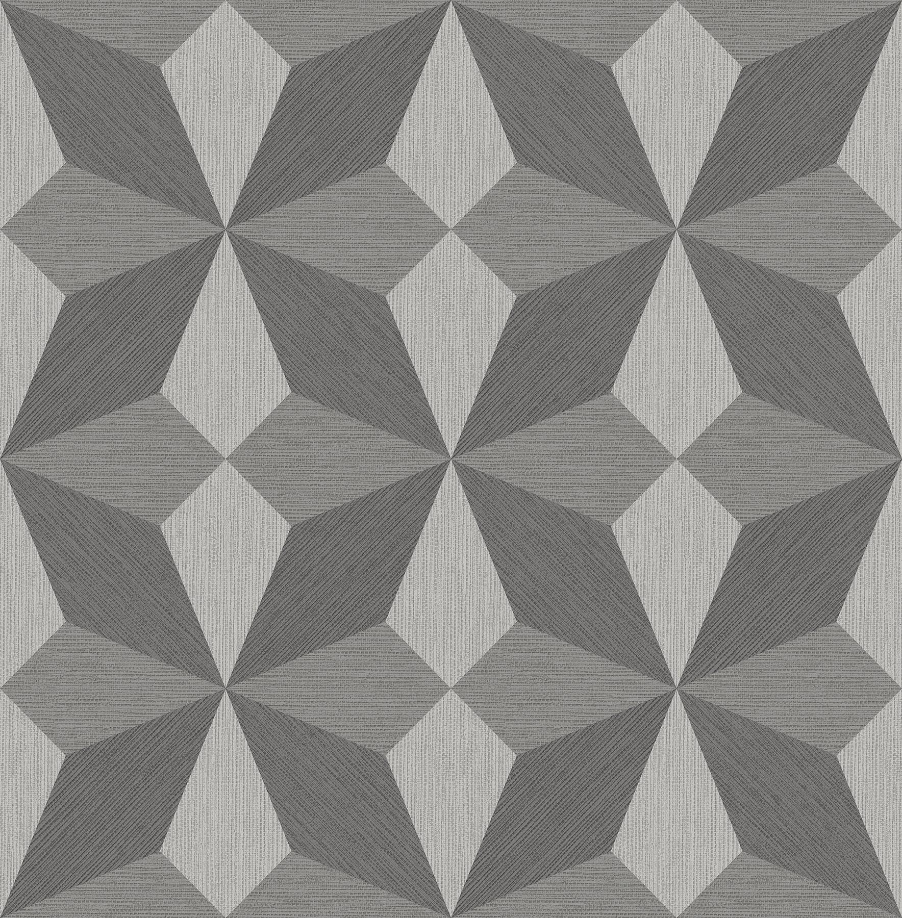 A-Street Prints Valiant Grey Faux Grasscloth Geometric Wallpaper