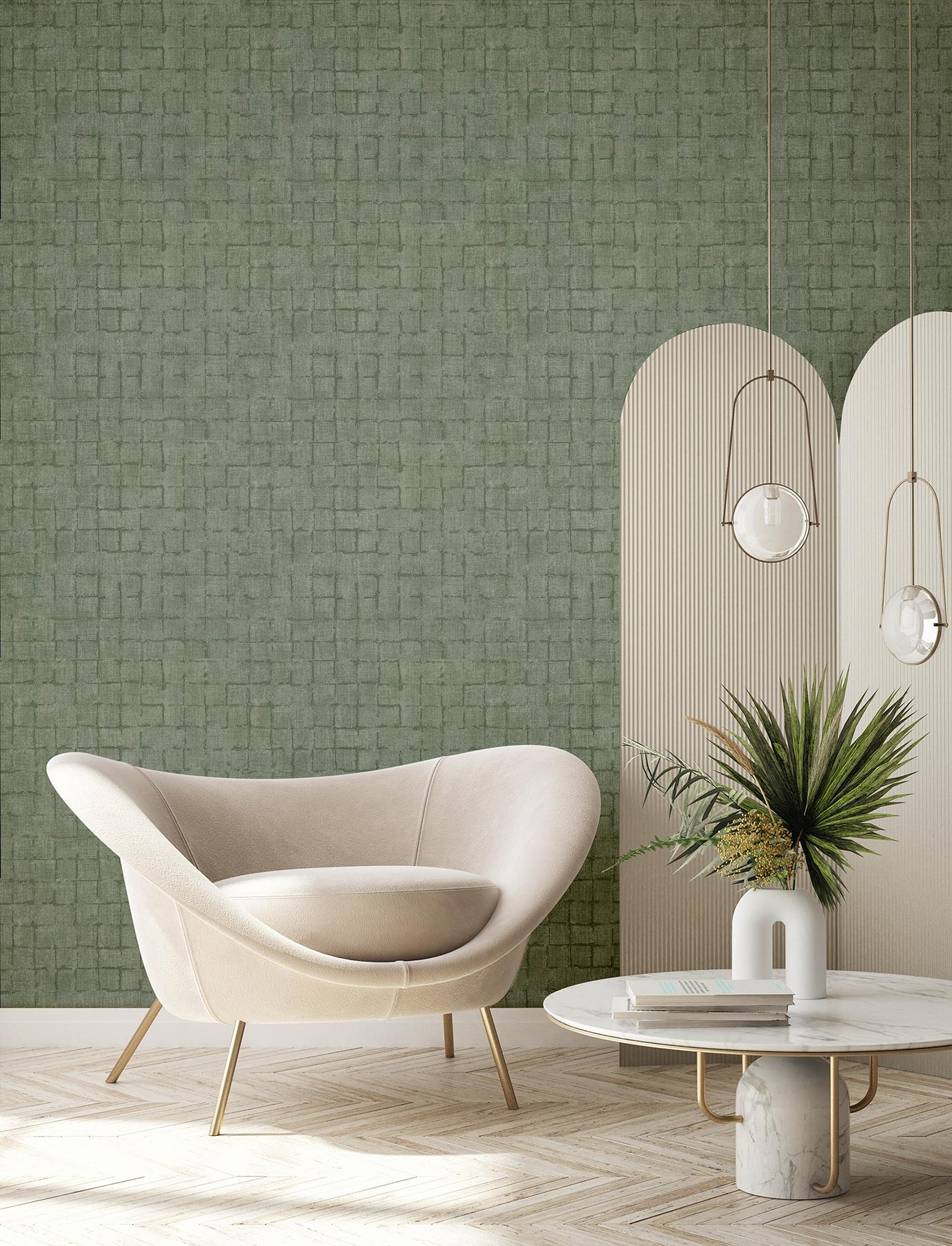 Advantage Blocks Sage Checkered Wallpaper - Image 2