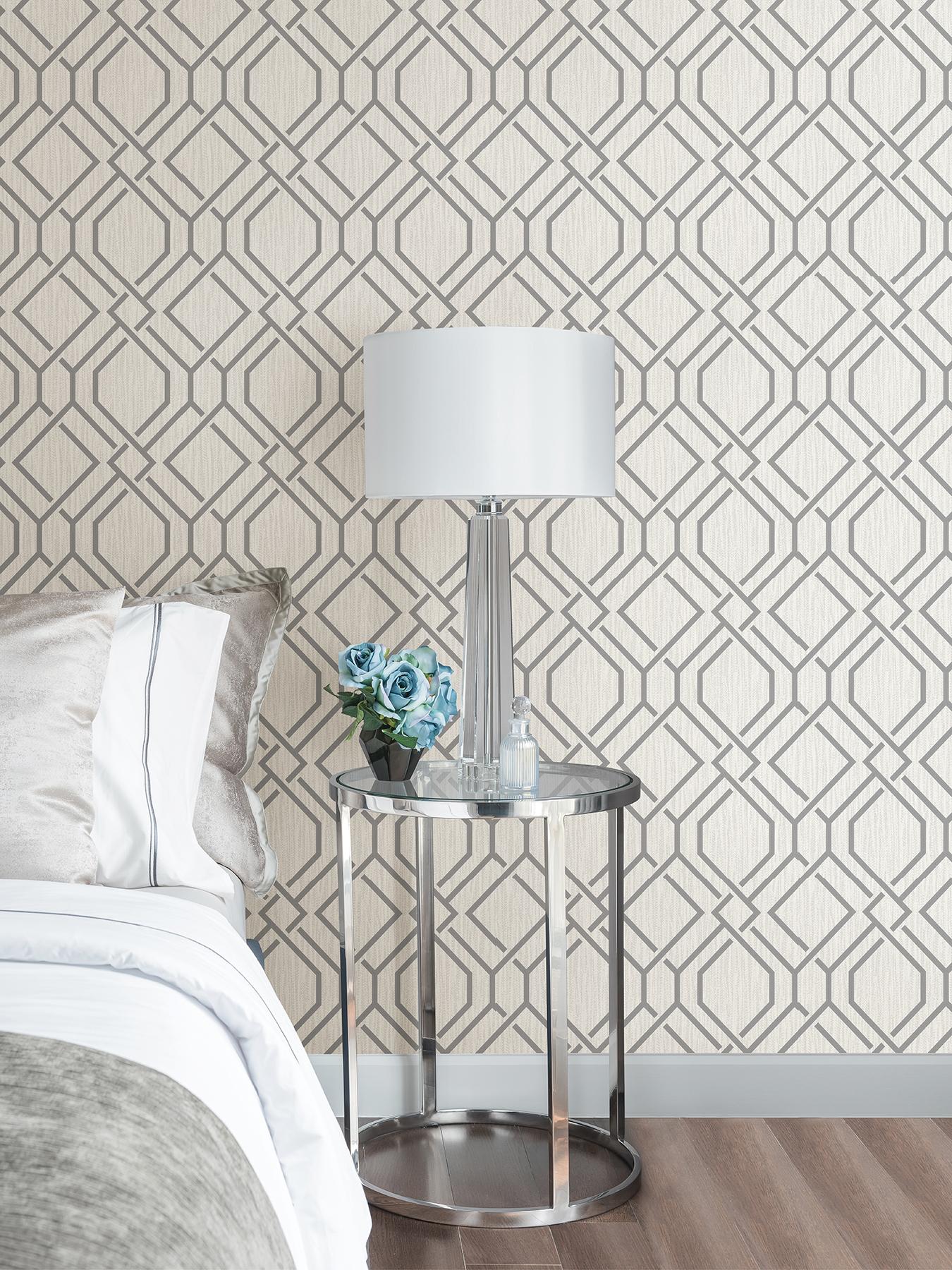 Advantage Frege Grey Trellis Wallpaper - Image 2