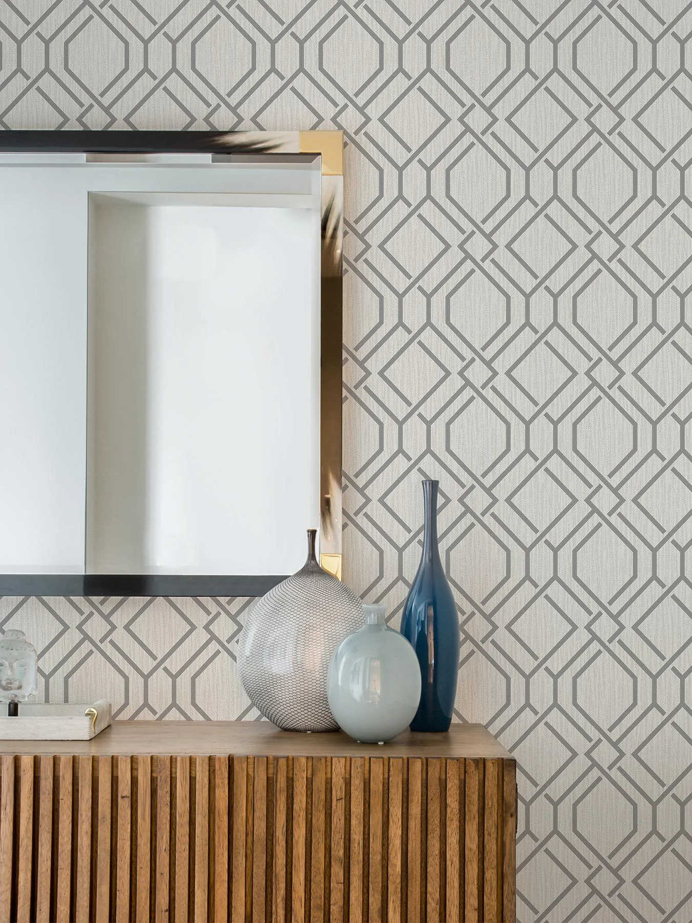 Advantage Frege Grey Trellis Wallpaper - Image 3