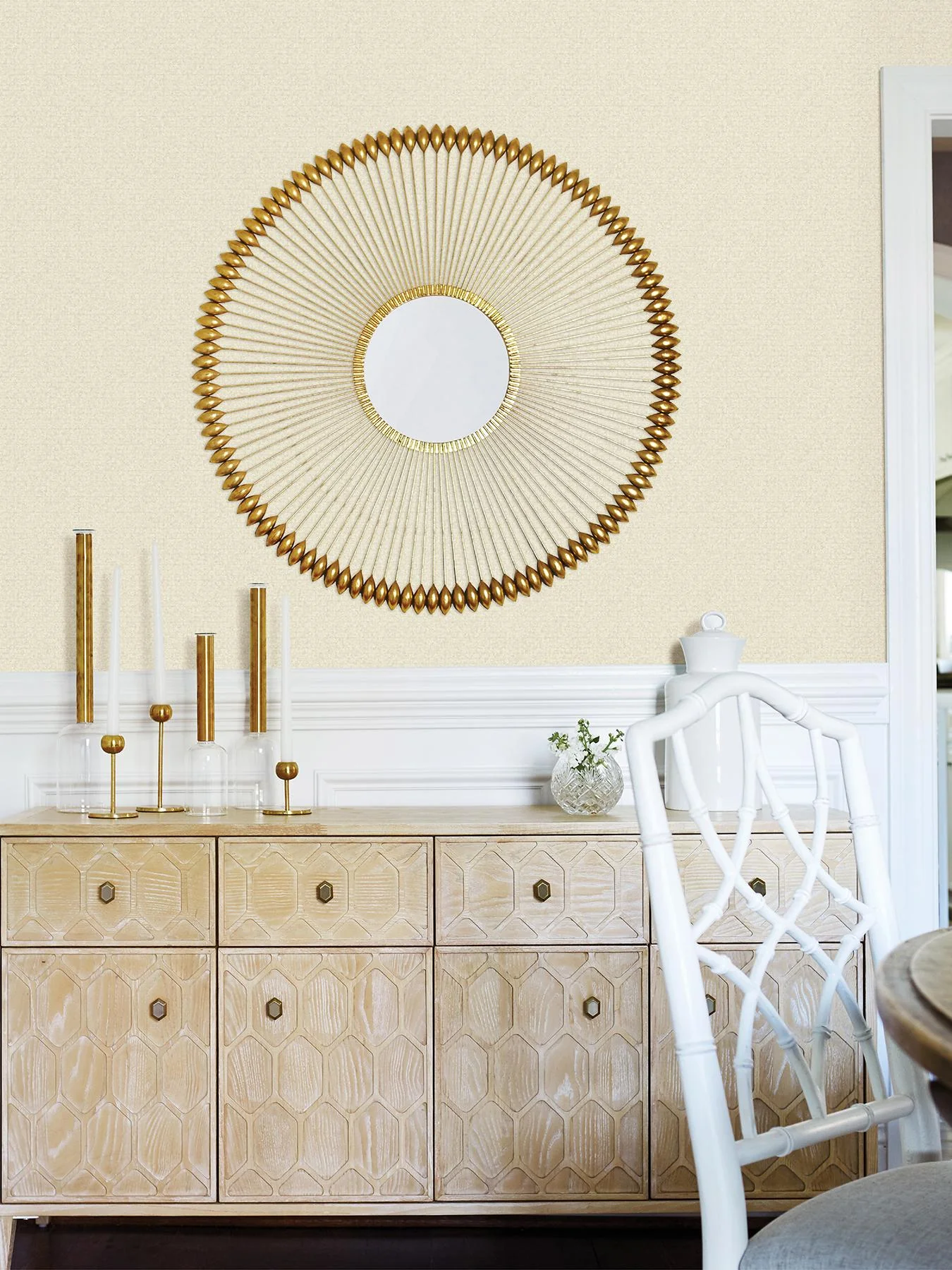 Advantage Hilbert Cream Geometric Wallpaper - Image 2