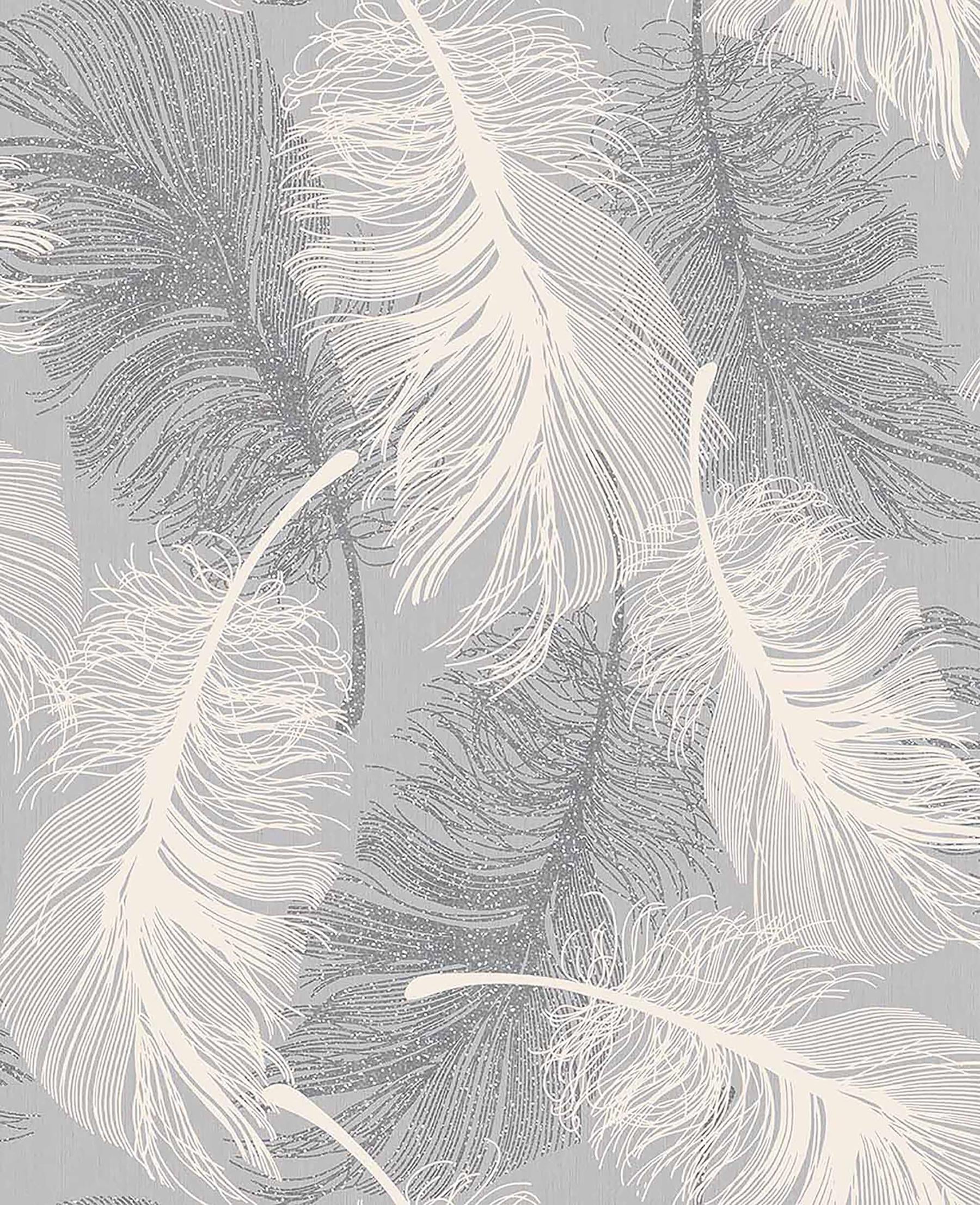 Advantage Hurston Grey Feather Wallpaper