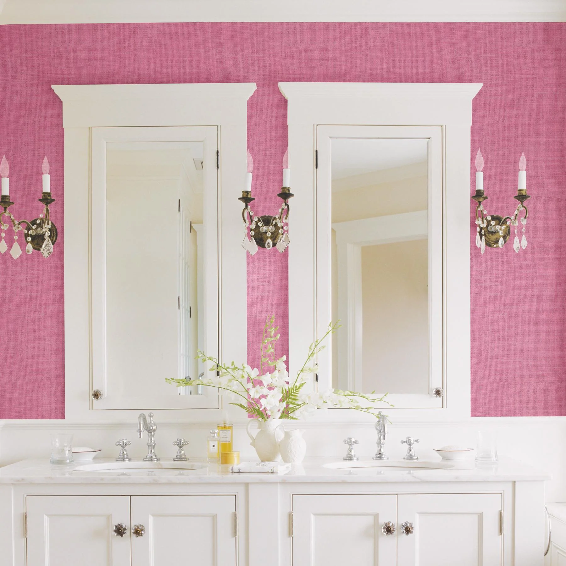 Advantage Langston Pink Linen Texture Wallpaper - Image 2