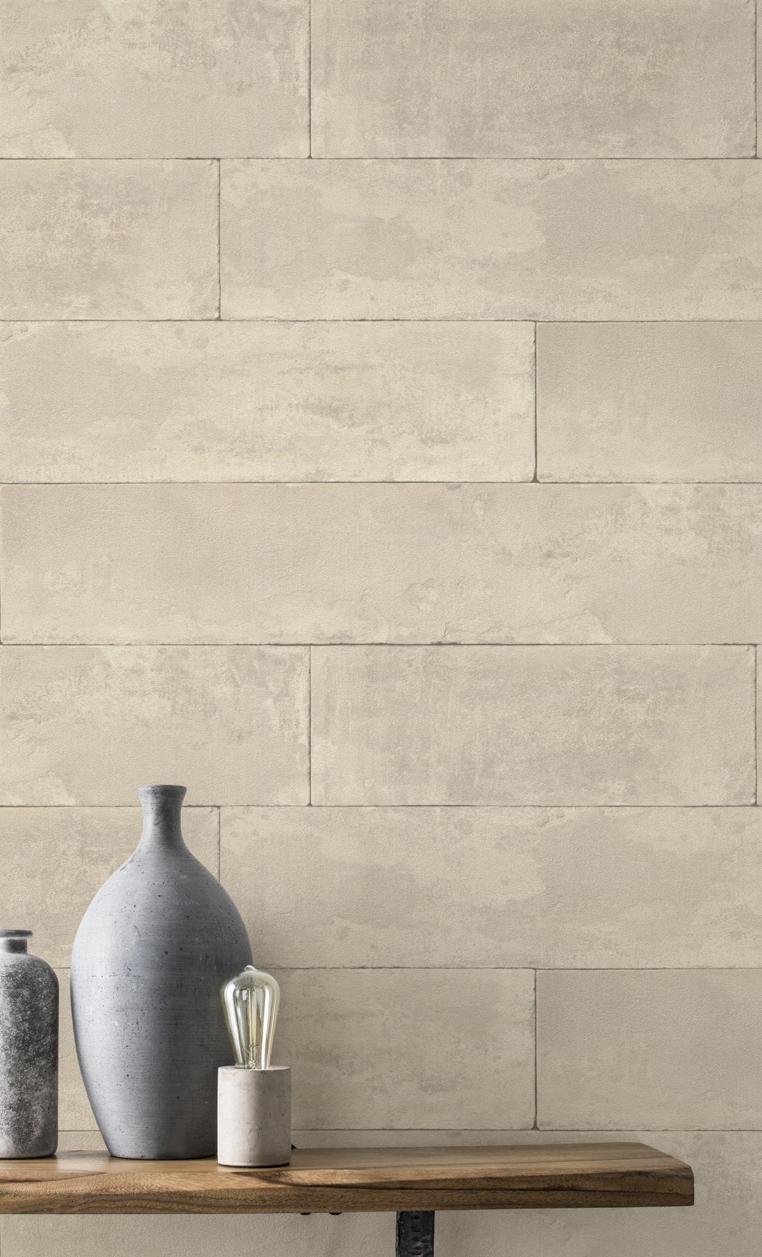 Advantage Lanier Neutral Stone Plank Wallpaper - Image 4