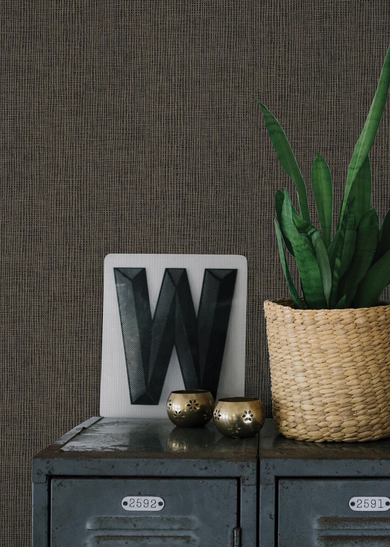 Advantage Seaton Black Linen Texture Wallpaper - Image 2