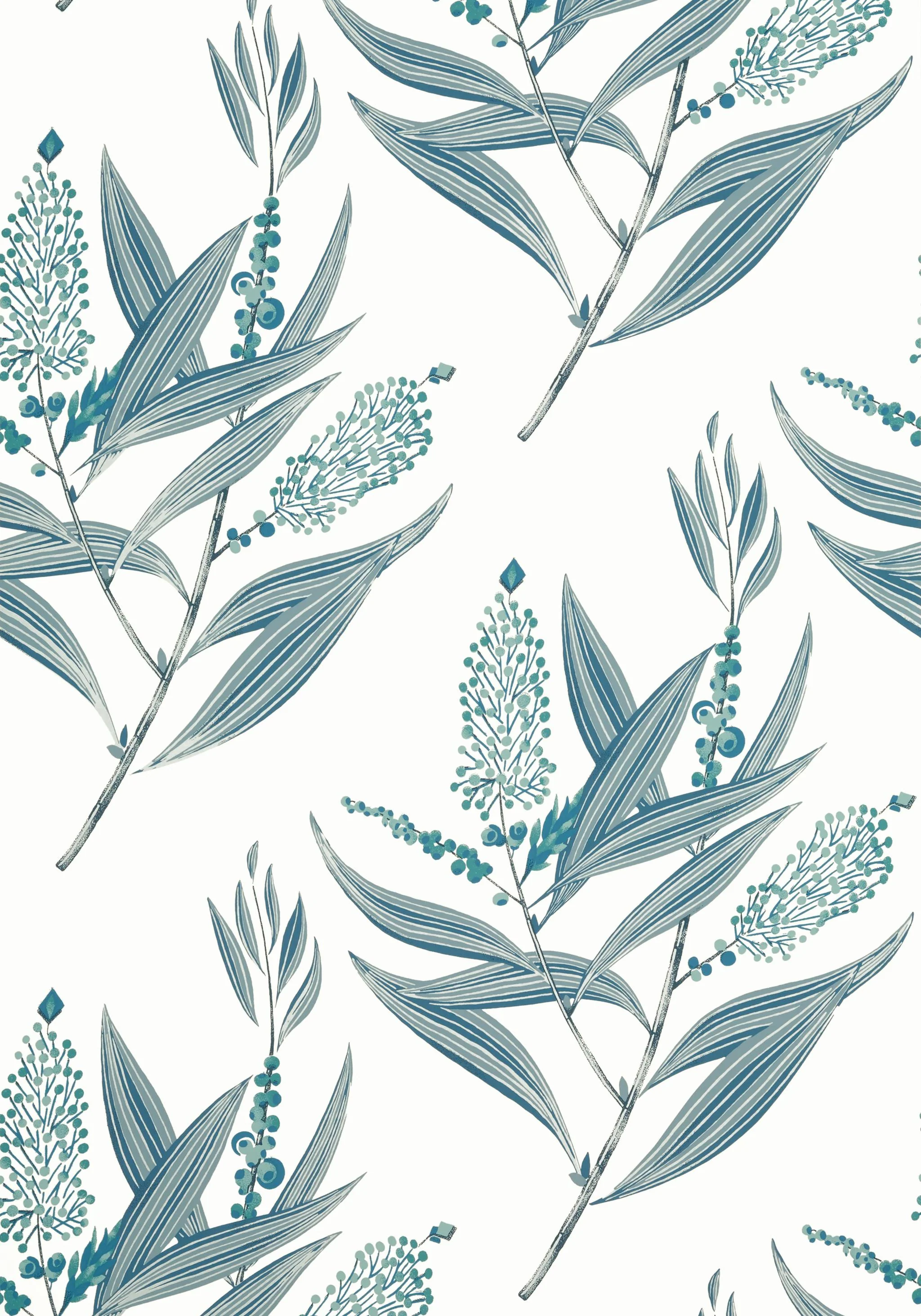 Anna French Winter Bud Blue Wallpaper