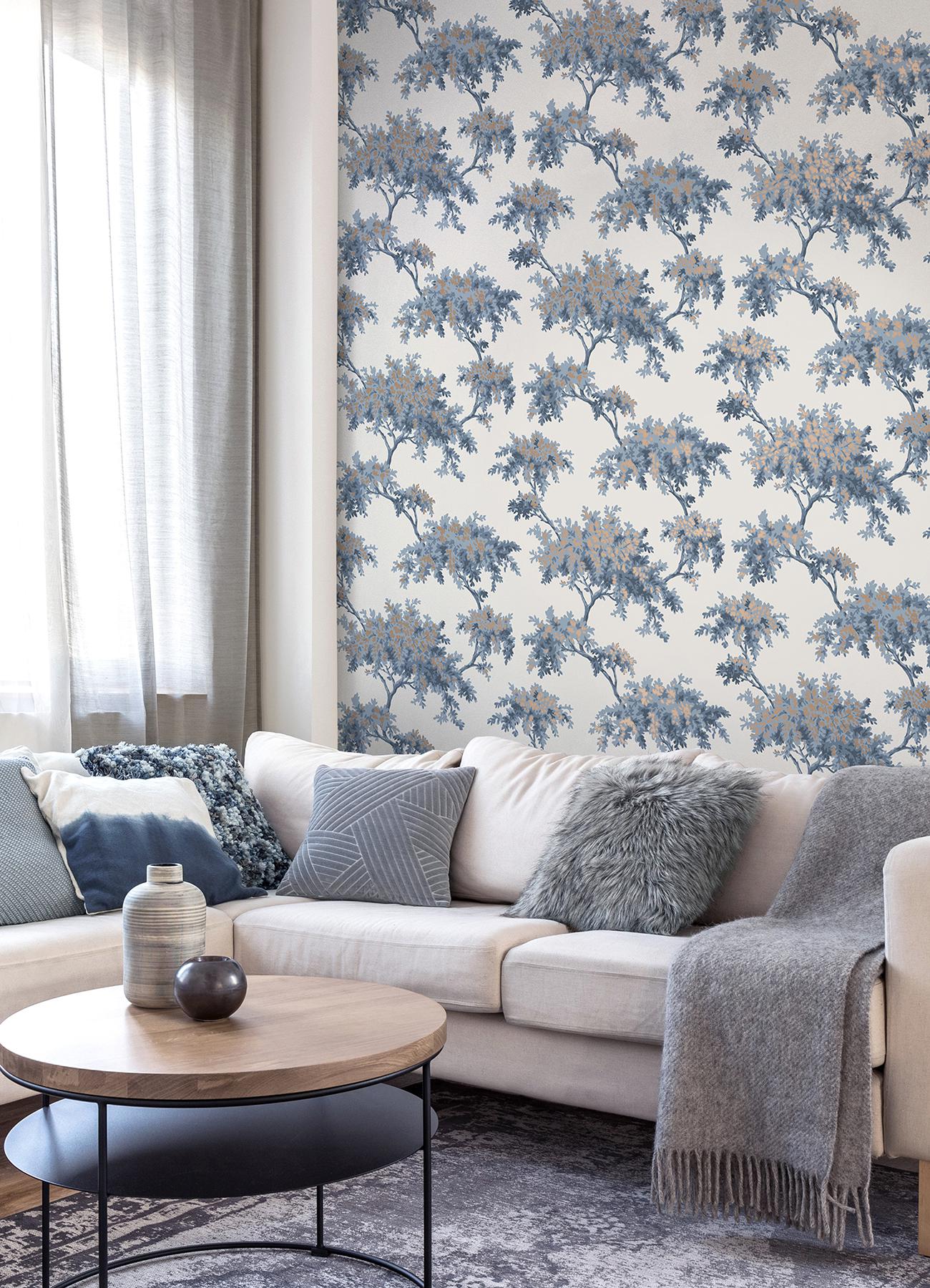 Brewster Home Fashions Ashdown Dark Blue Tree Wallpaper - Image 2