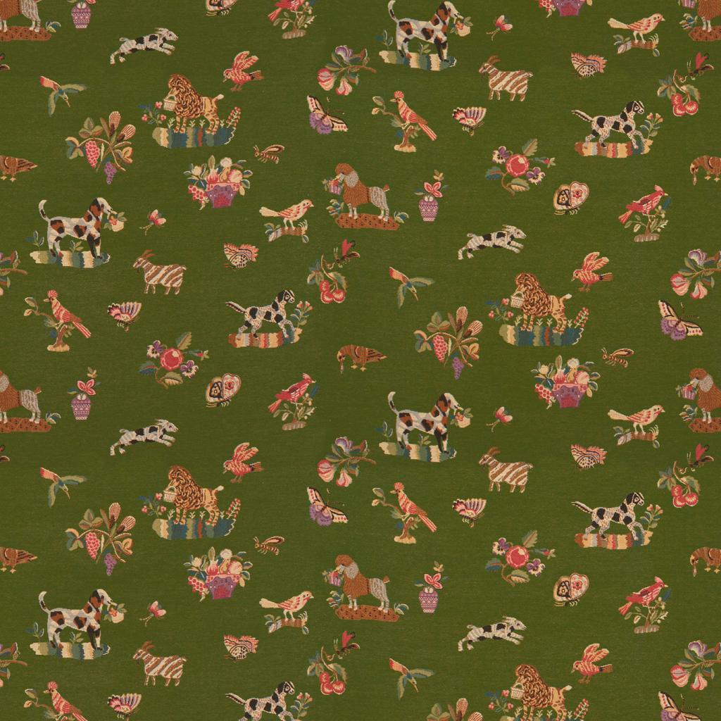 Brunschwig & Fils Animalitos Woven Tapestry Patio Green Upholstery Fabric - Image 2