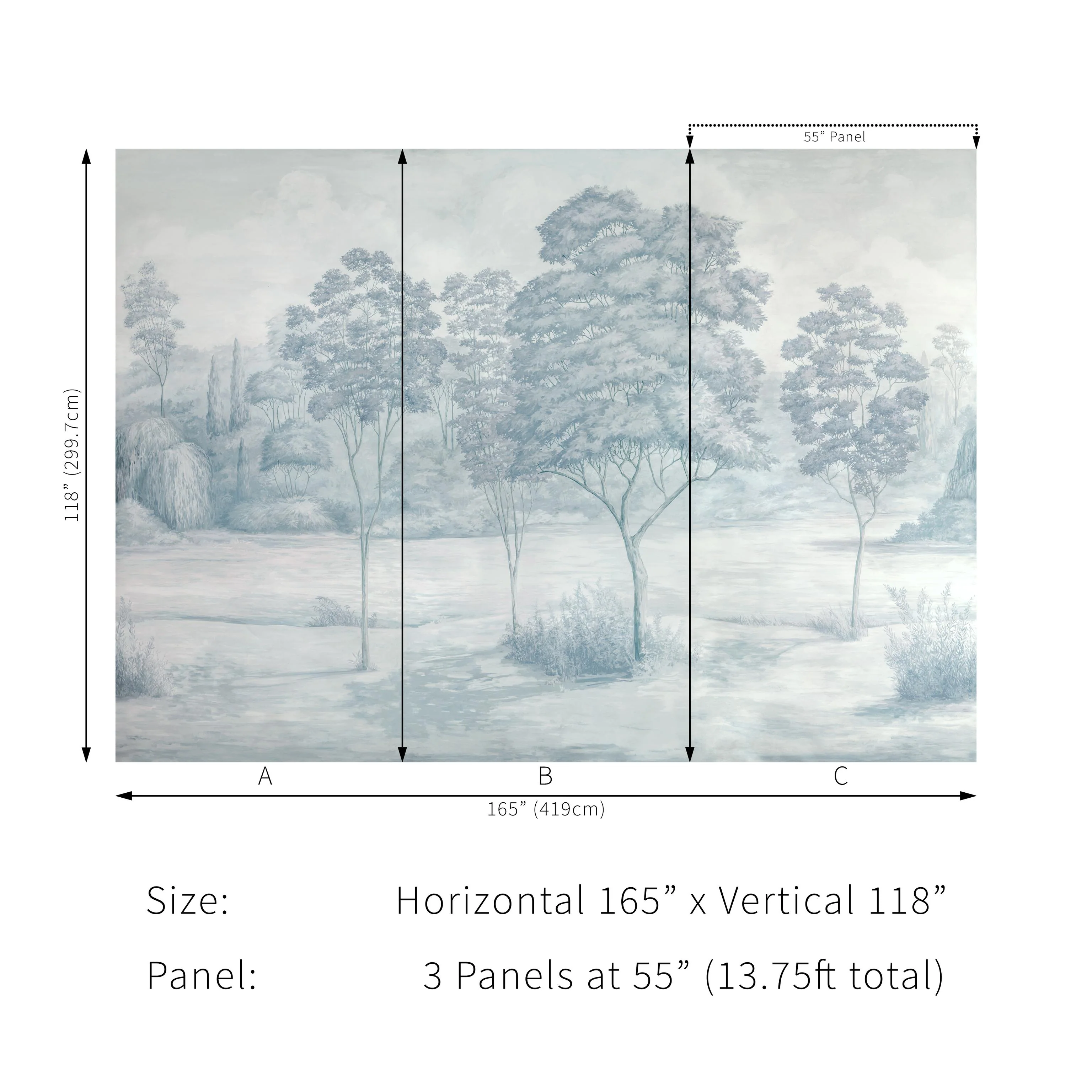 Brunschwig & Fils Arbres Mural Blue Wallpaper - Image 7
