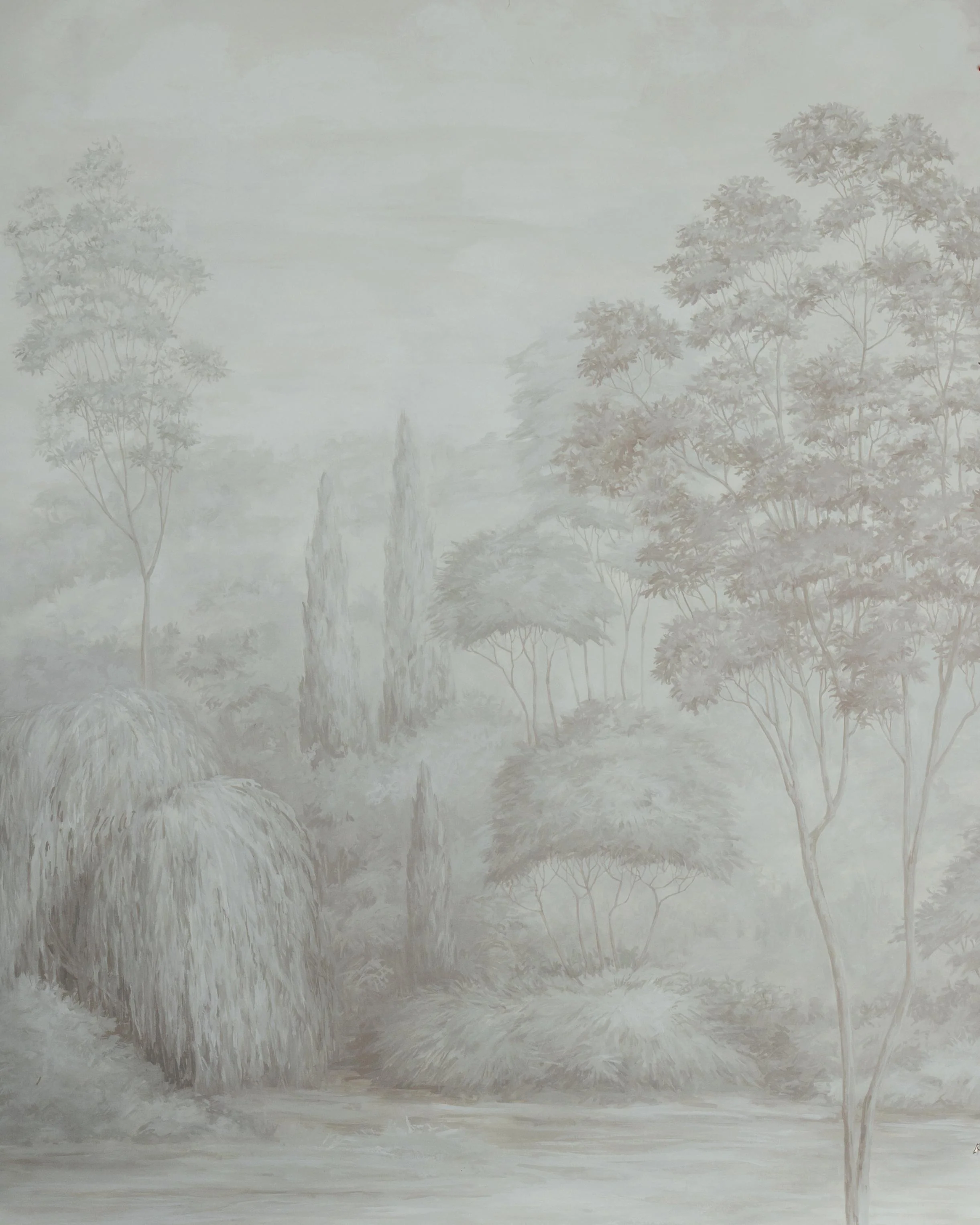 Brunschwig & Fils Arbres Mural Neutral Wallpaper