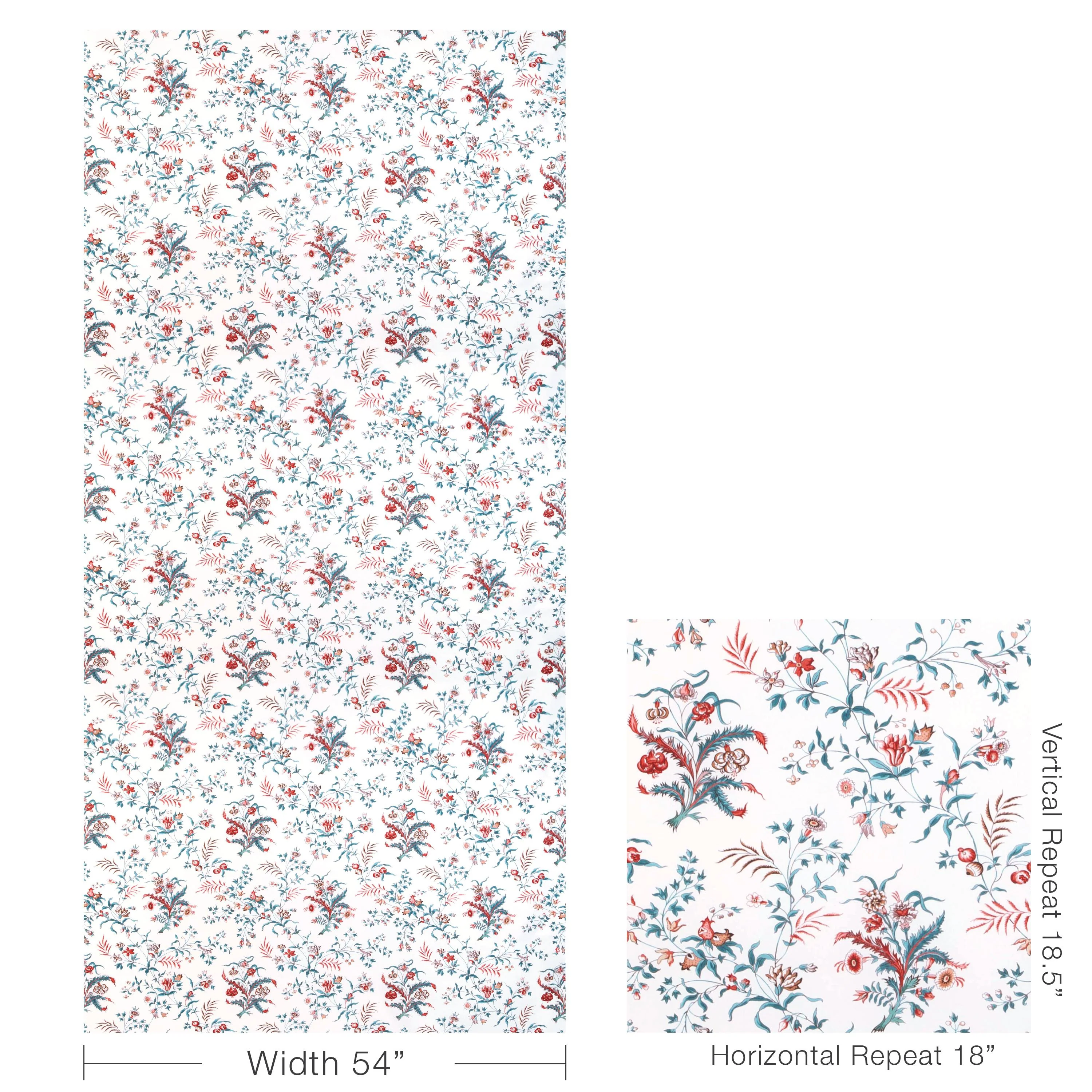 Brunschwig & Fils Chancay Print Teal/Rose Fabric - Image 5