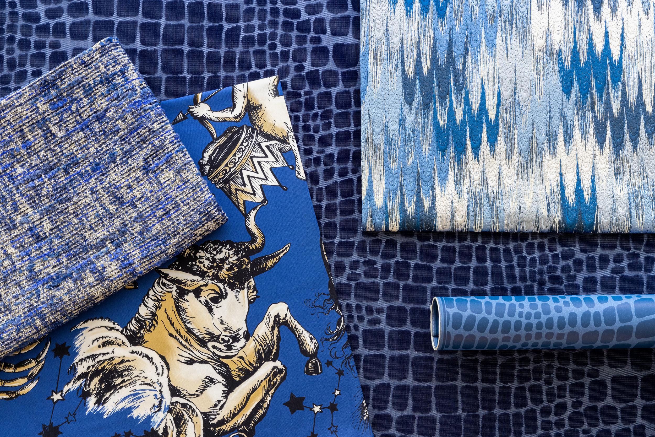 Brunschwig & Fils Duval Emb Sky/Lapis Fabric - Image 5