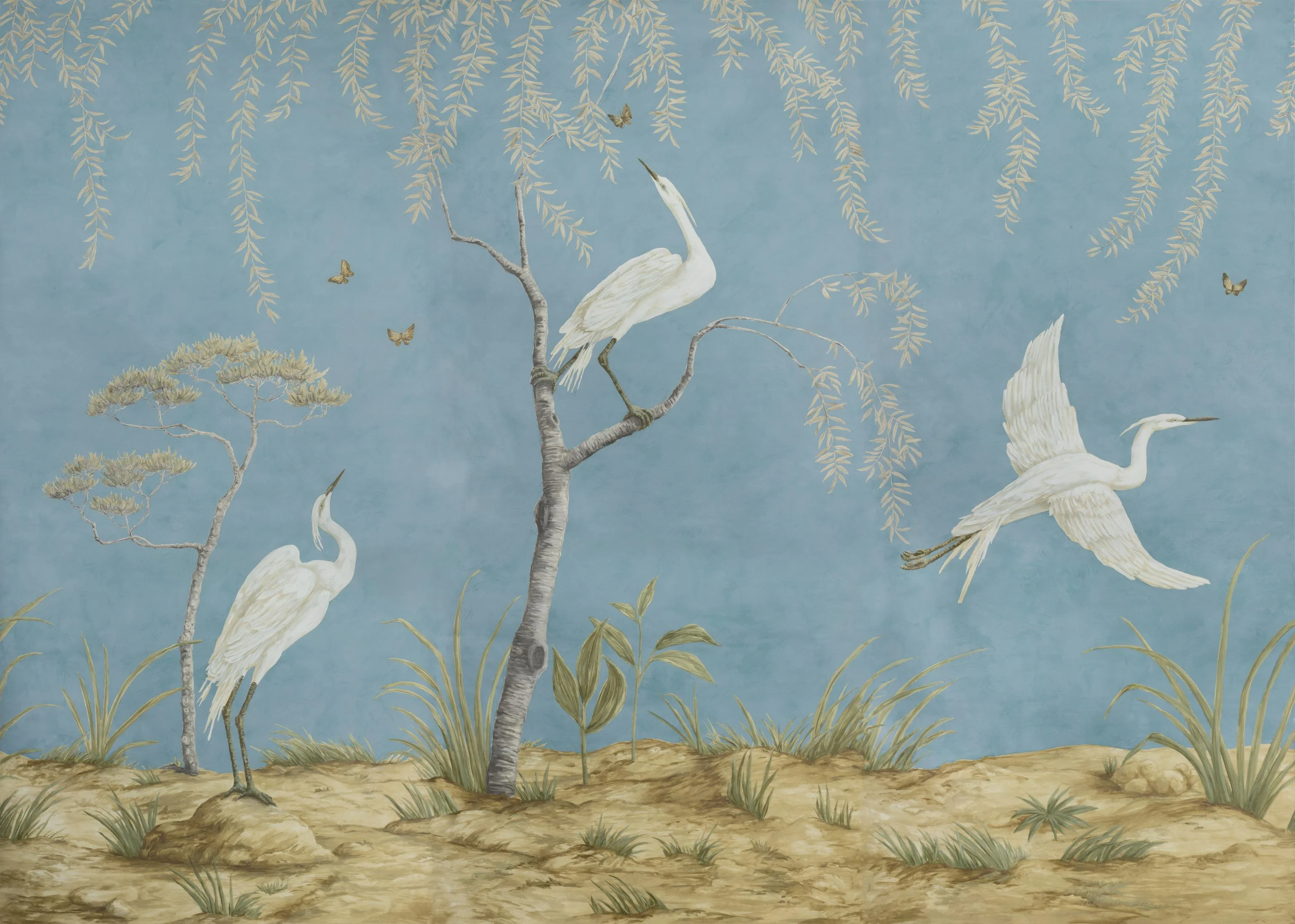 Brunschwig & Fils Egret Marsh Mural Blue Wallpaper - Image 7