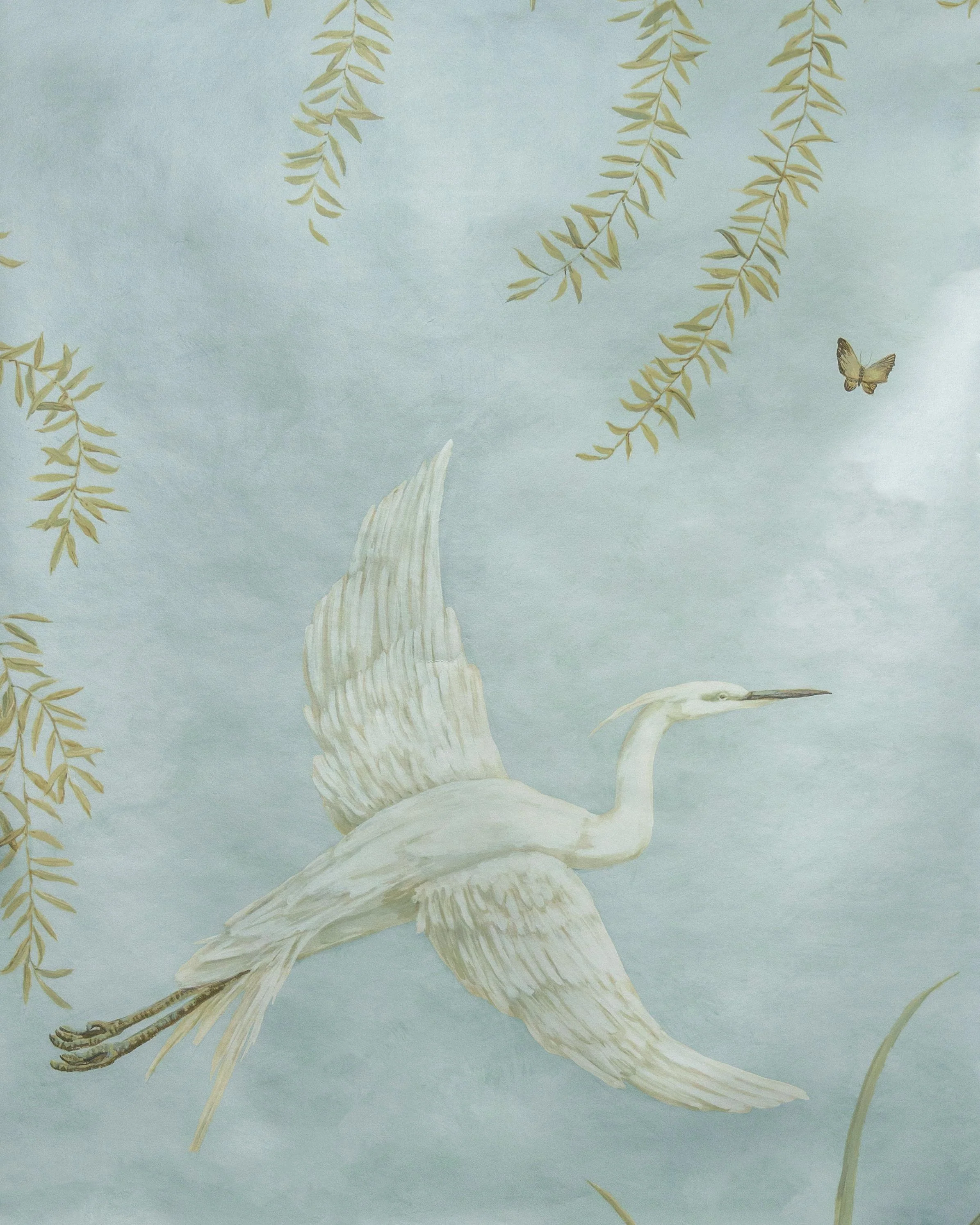 Brunschwig & Fils Egret Marsh Mural Met Mist Wallpaper