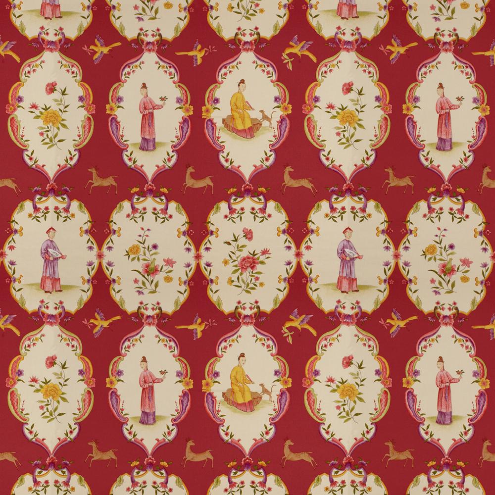 Brunschwig & Fils Geisha Lacquer Red/Purple Fabric - Image 2