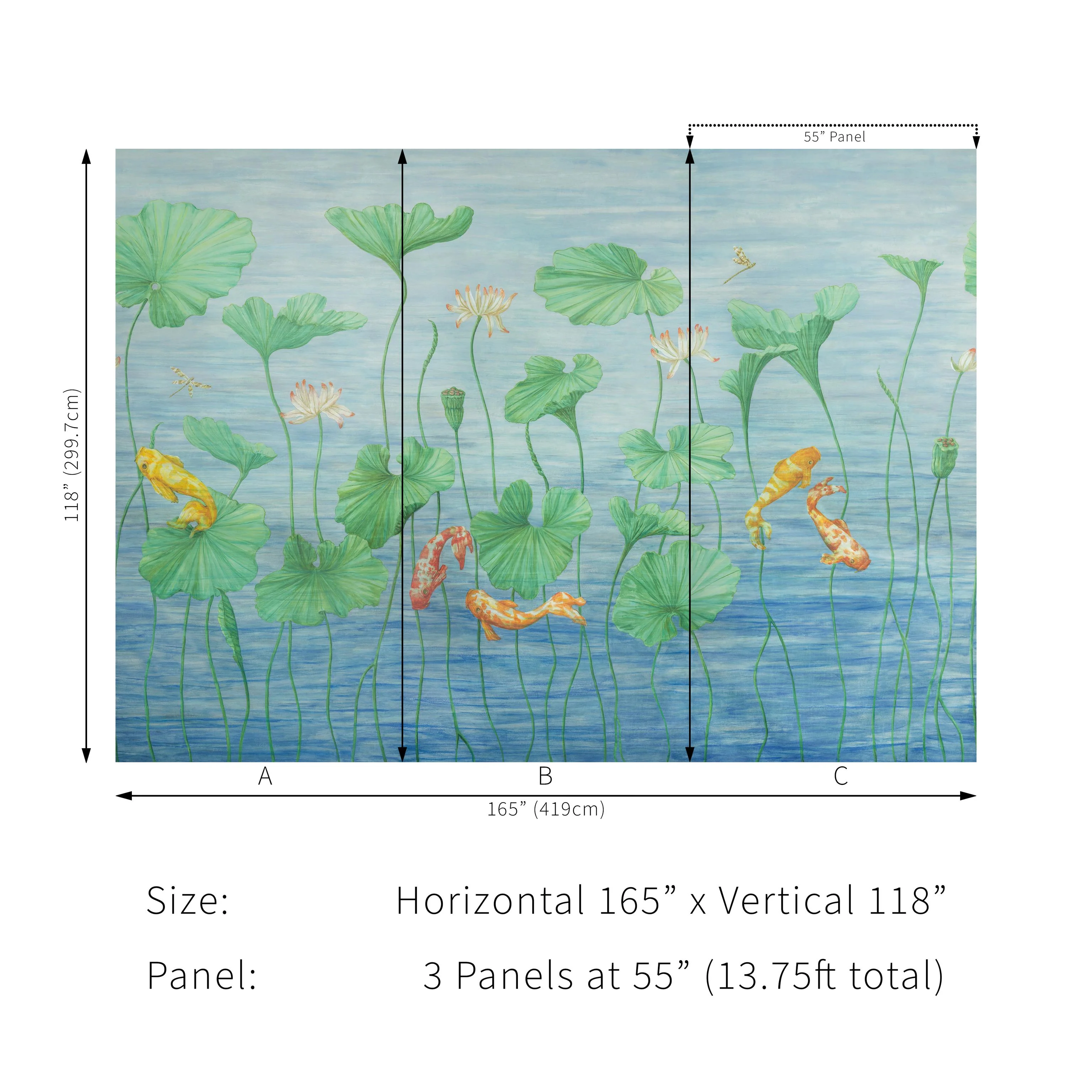 Brunschwig & Fils Koi Pond Mural Teal Wallpaper - Image 7