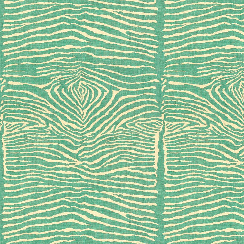 Brunschwig & Fils Le Zebre Linen Print Aqua Fabric - Image 2