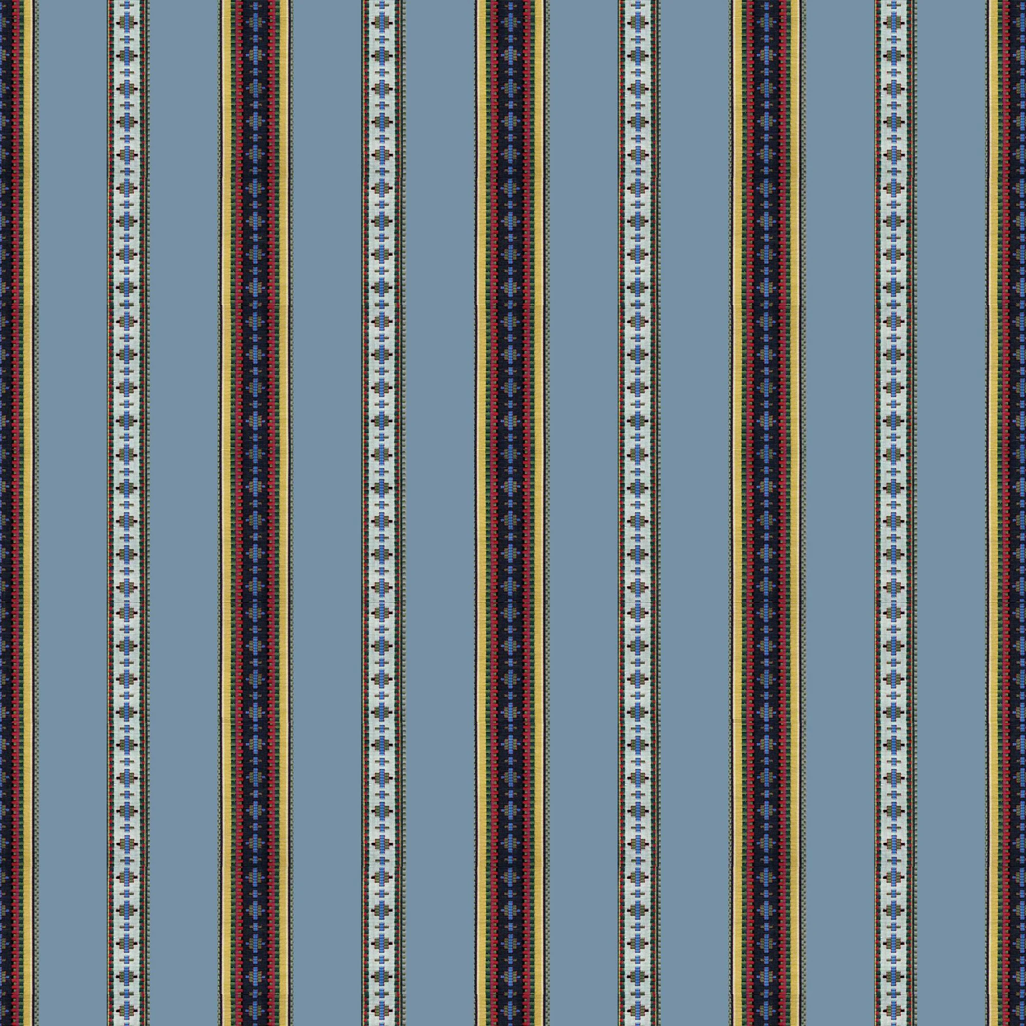 Brunschwig & Fils Rayure Broderie Bleu Upholstery Fabric - Image 2