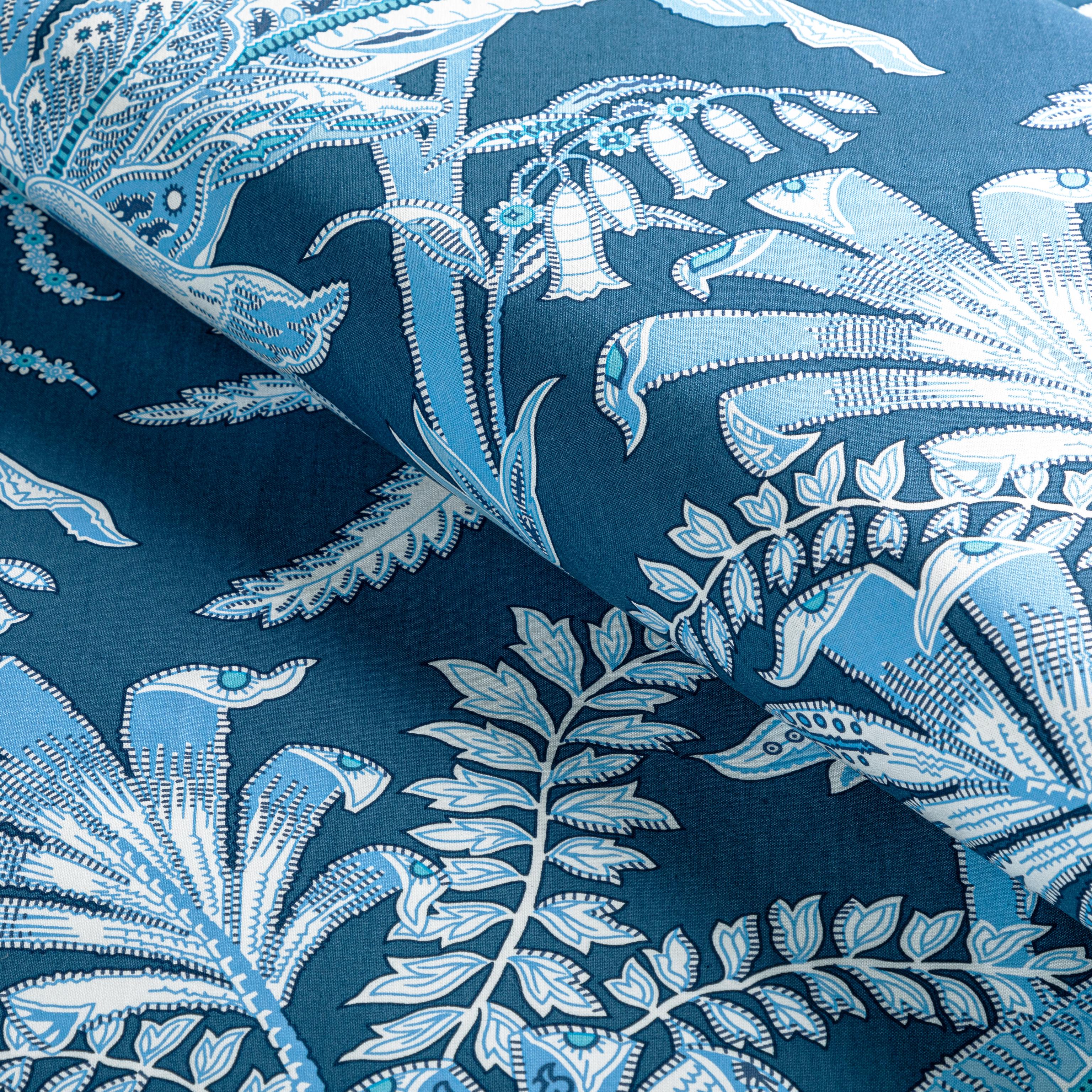 Brunschwig & Fils Seychelles Cotton Print Navy Fabric - Image 4