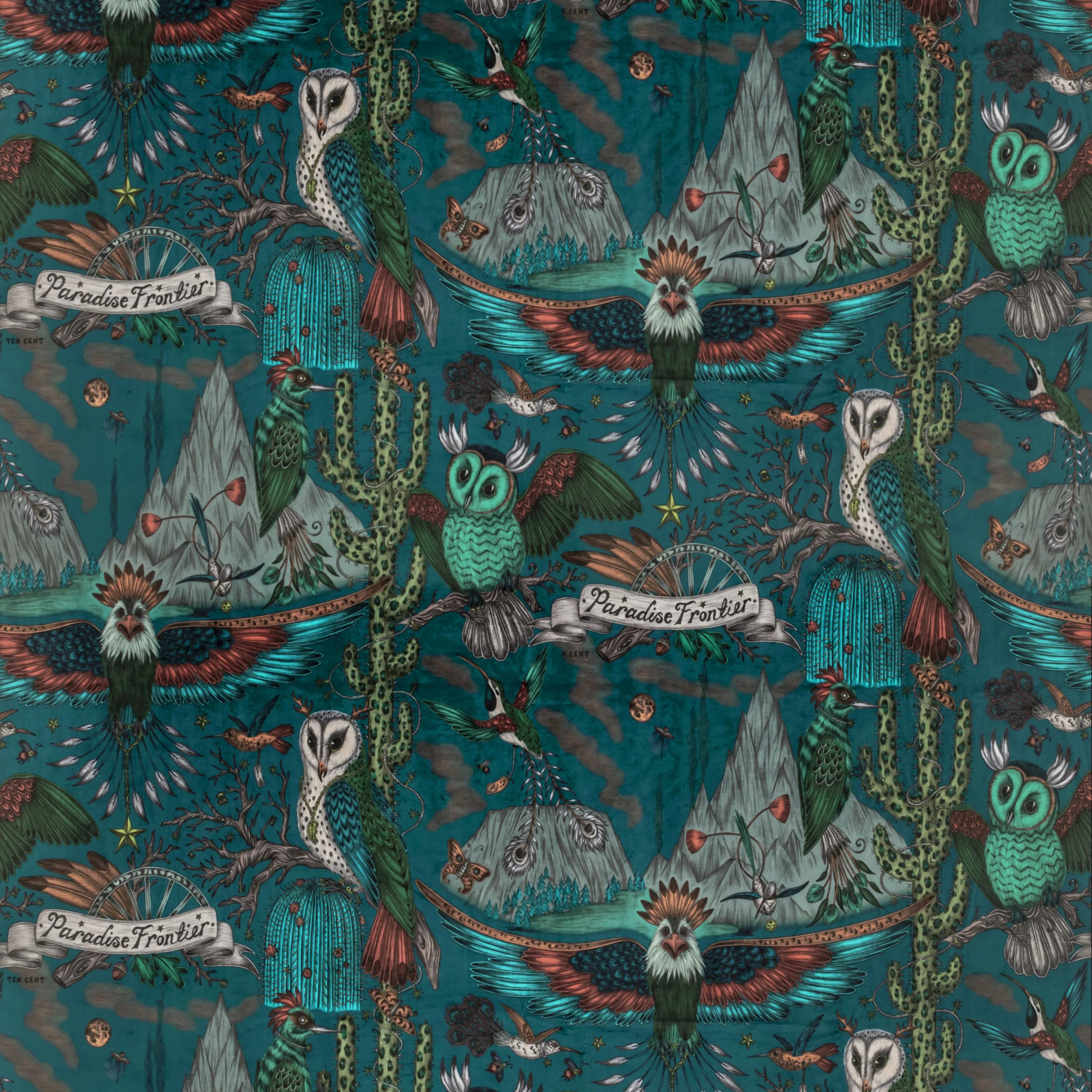 Clarke & Clarke Frontier Velvet Teal Fabric - Image 2