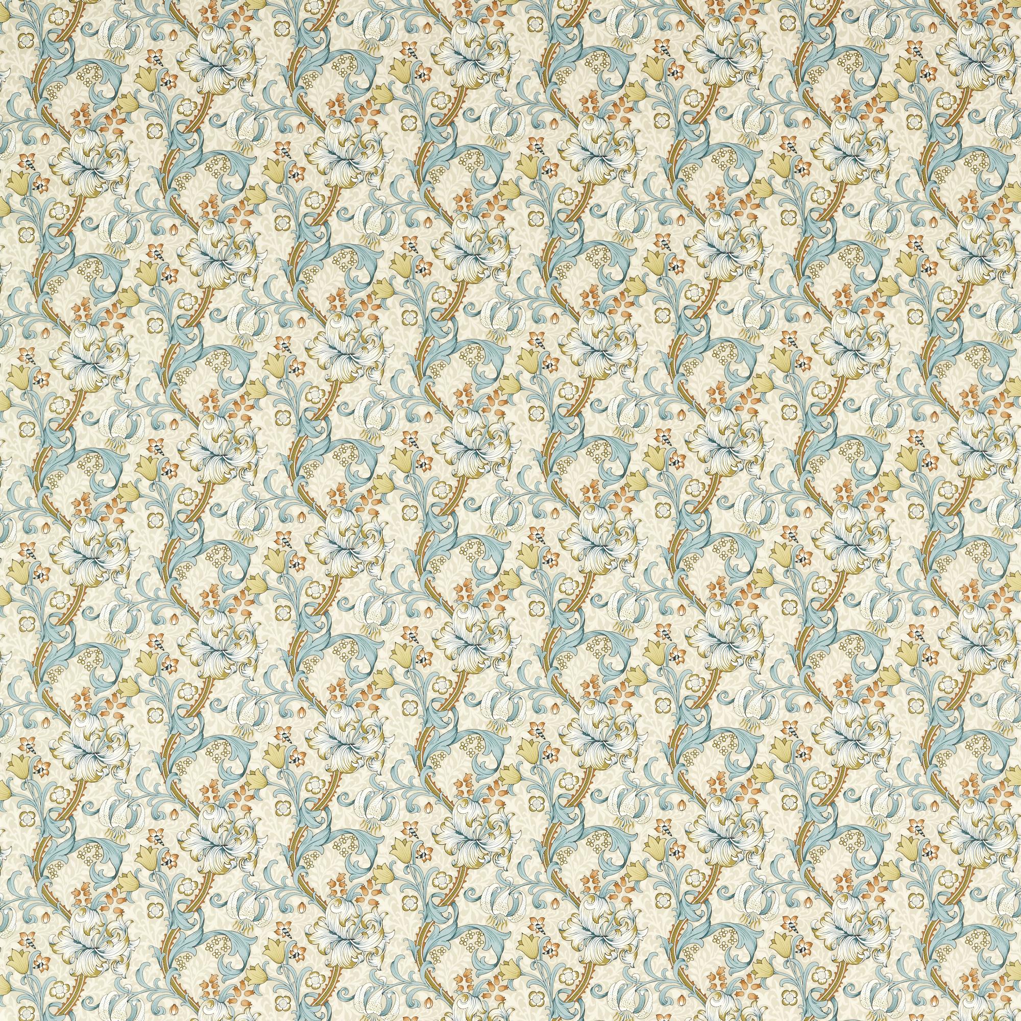 Clarke & Clarke Golden Lily Linen/Teal Fabric