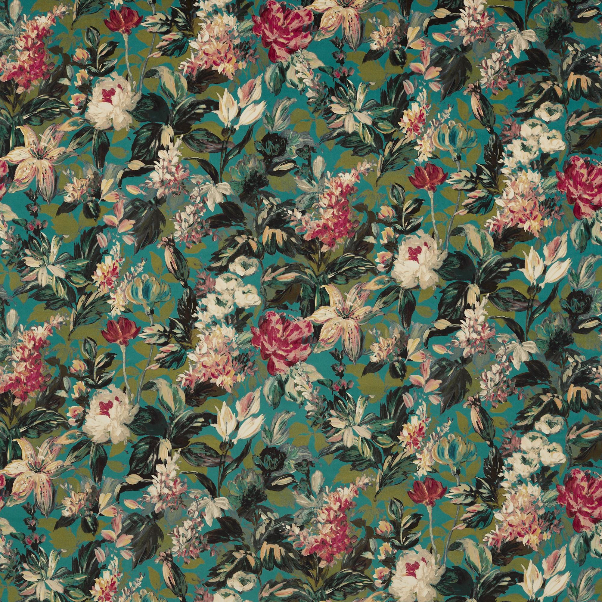 Clarke & Clarke Lilum Peacock Velvet Upholstery Fabric - Image 2
