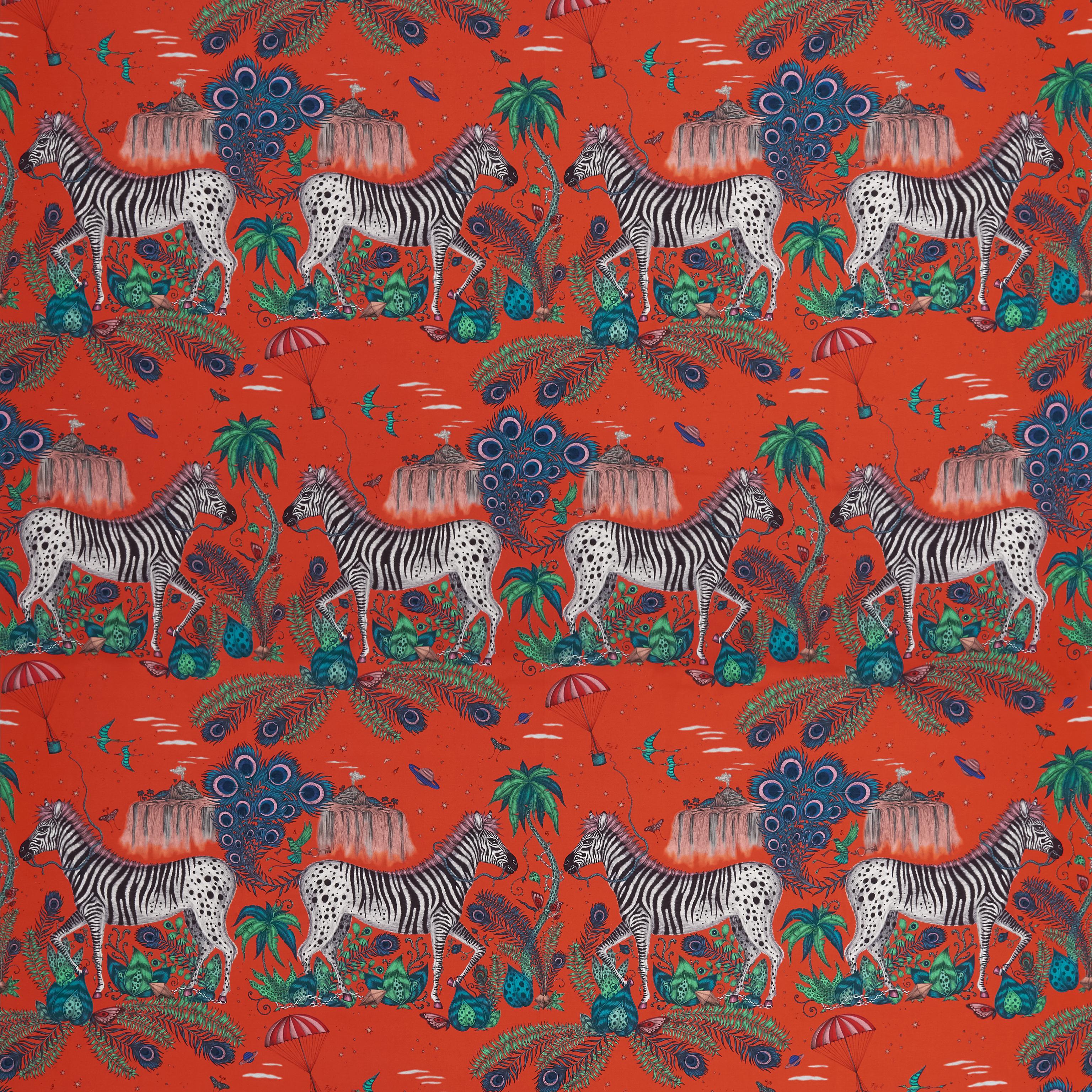 Clarke & Clarke Lost World Satin Red Fabric - Image 2