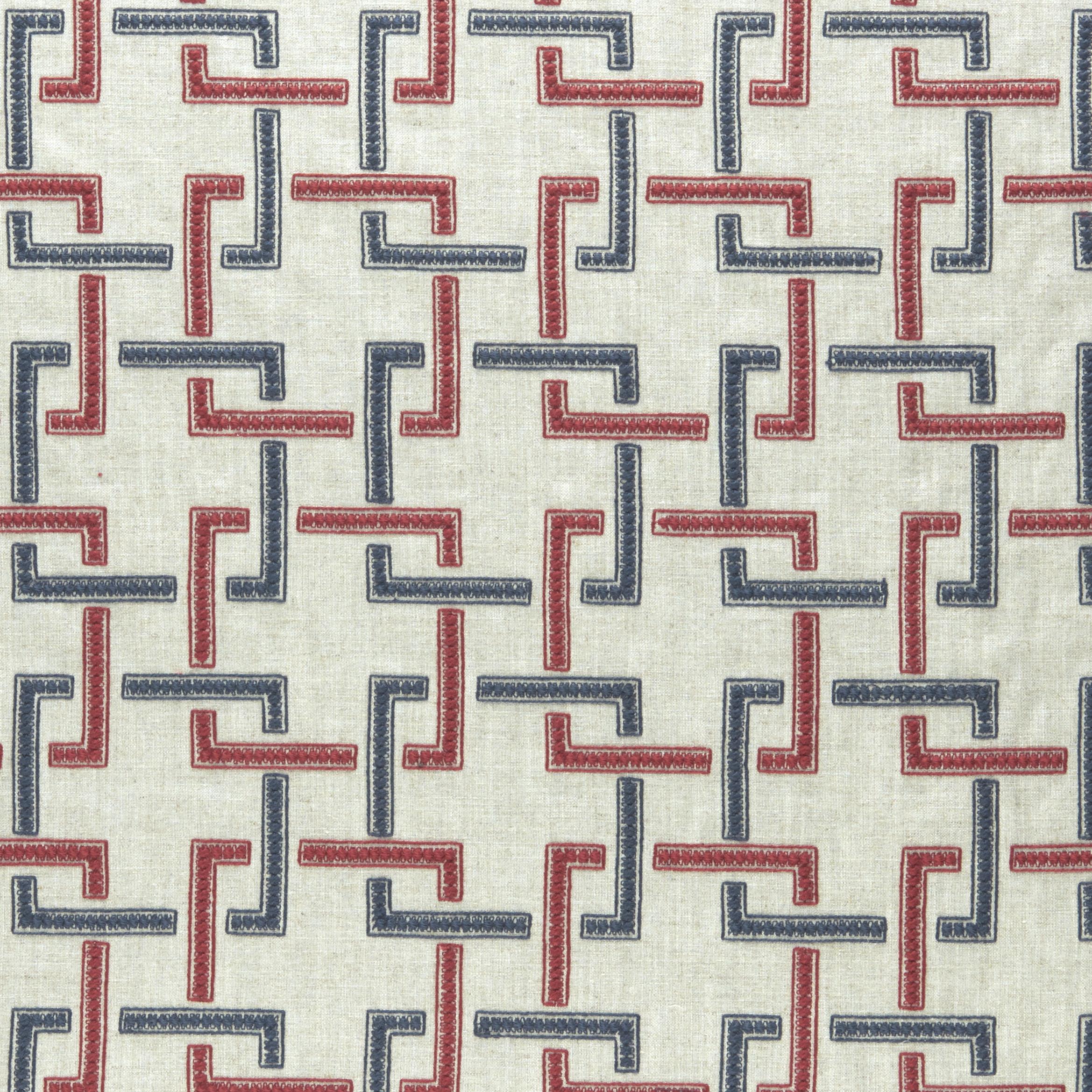 Clarke & Clarke Sekai Indigo/Red Drapery Fabric - Image 2