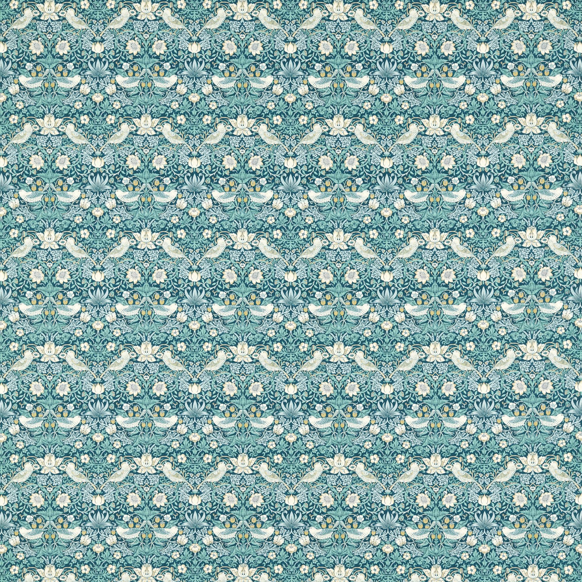 Clarke & Clarke Strawberry Thief Teal Fabric