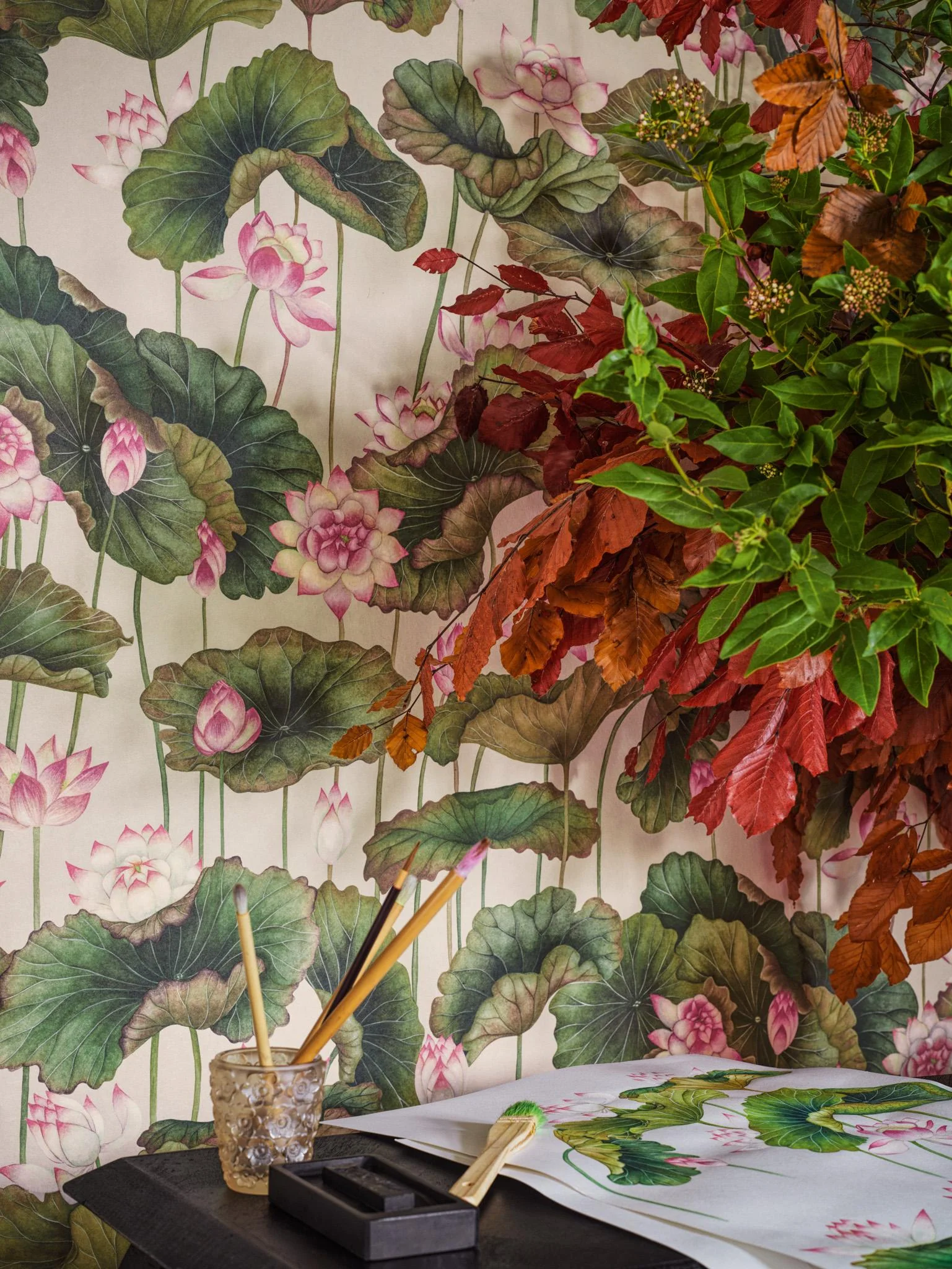 Cole & Son Lily Lotus Pink Wallpaper - Image 3
