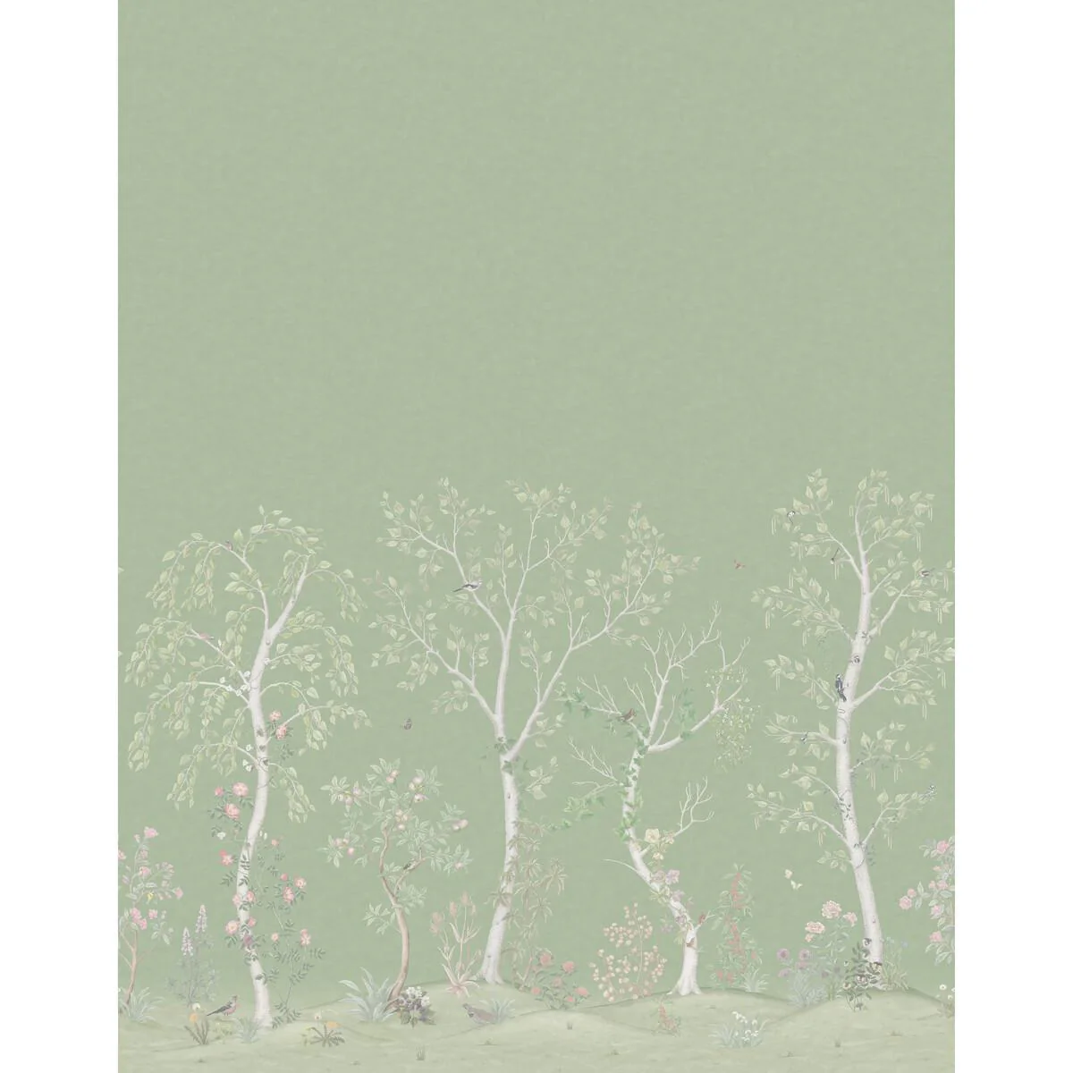 Cole & Son Seasonal Woods Silk Olive Silk Wallpaper - Image 5