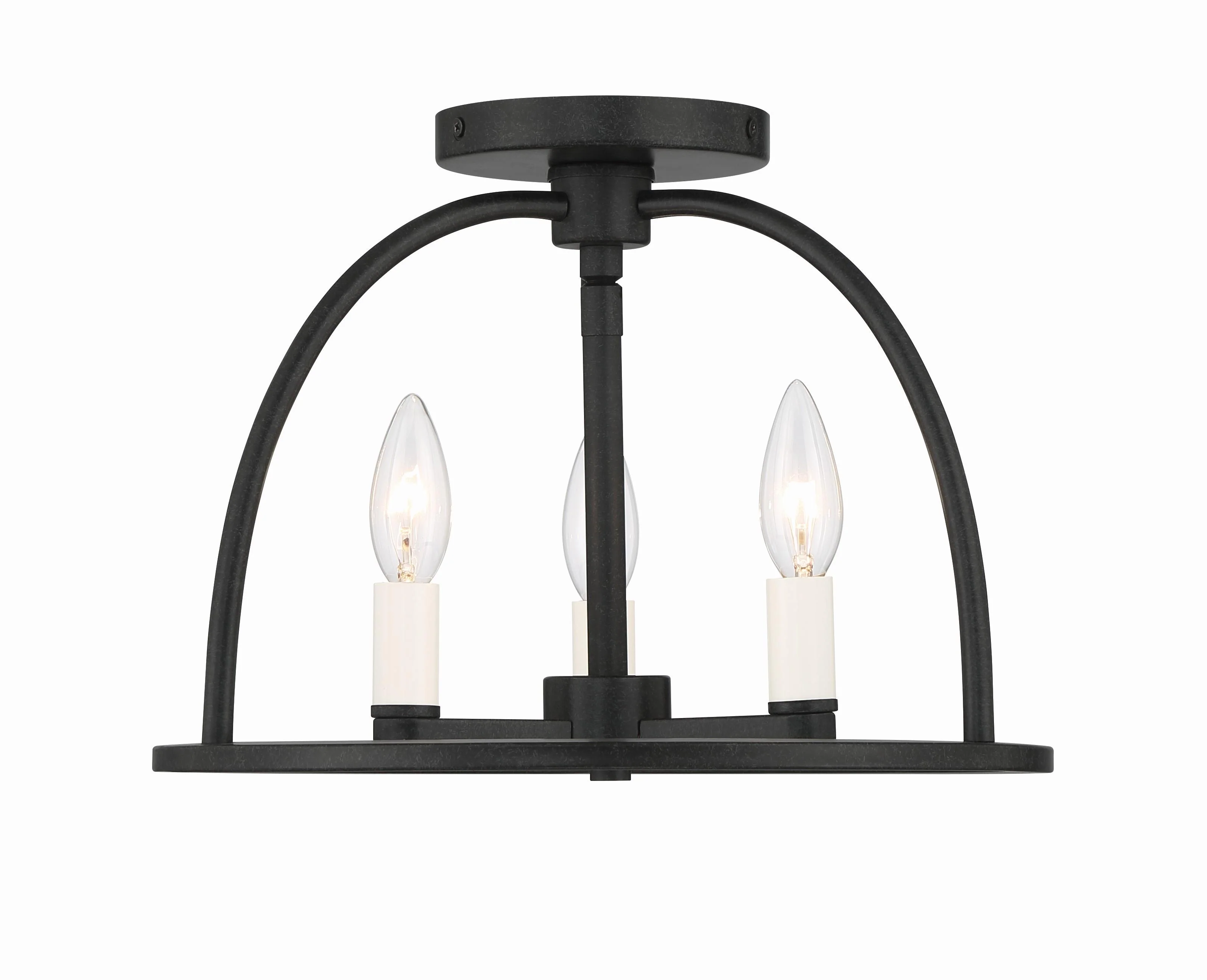 Crystorama Abbott 13.75'' Black Semi Flush Mount