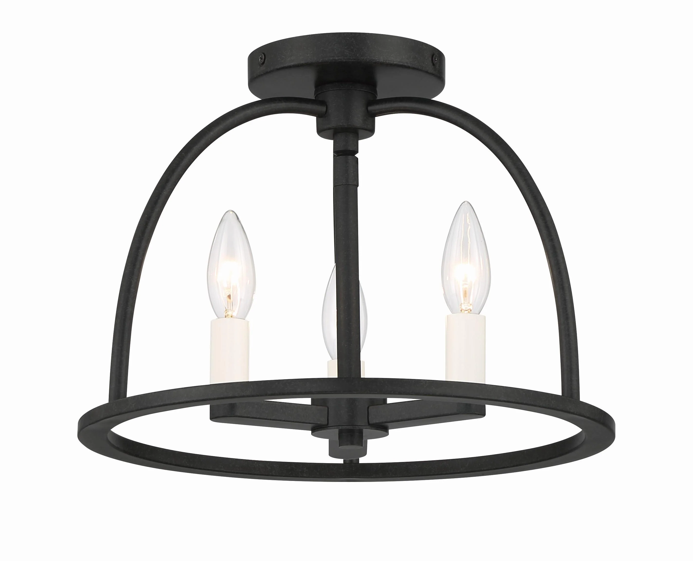 Crystorama Abbott 13.75'' Black Semi Flush Mount - Image 3