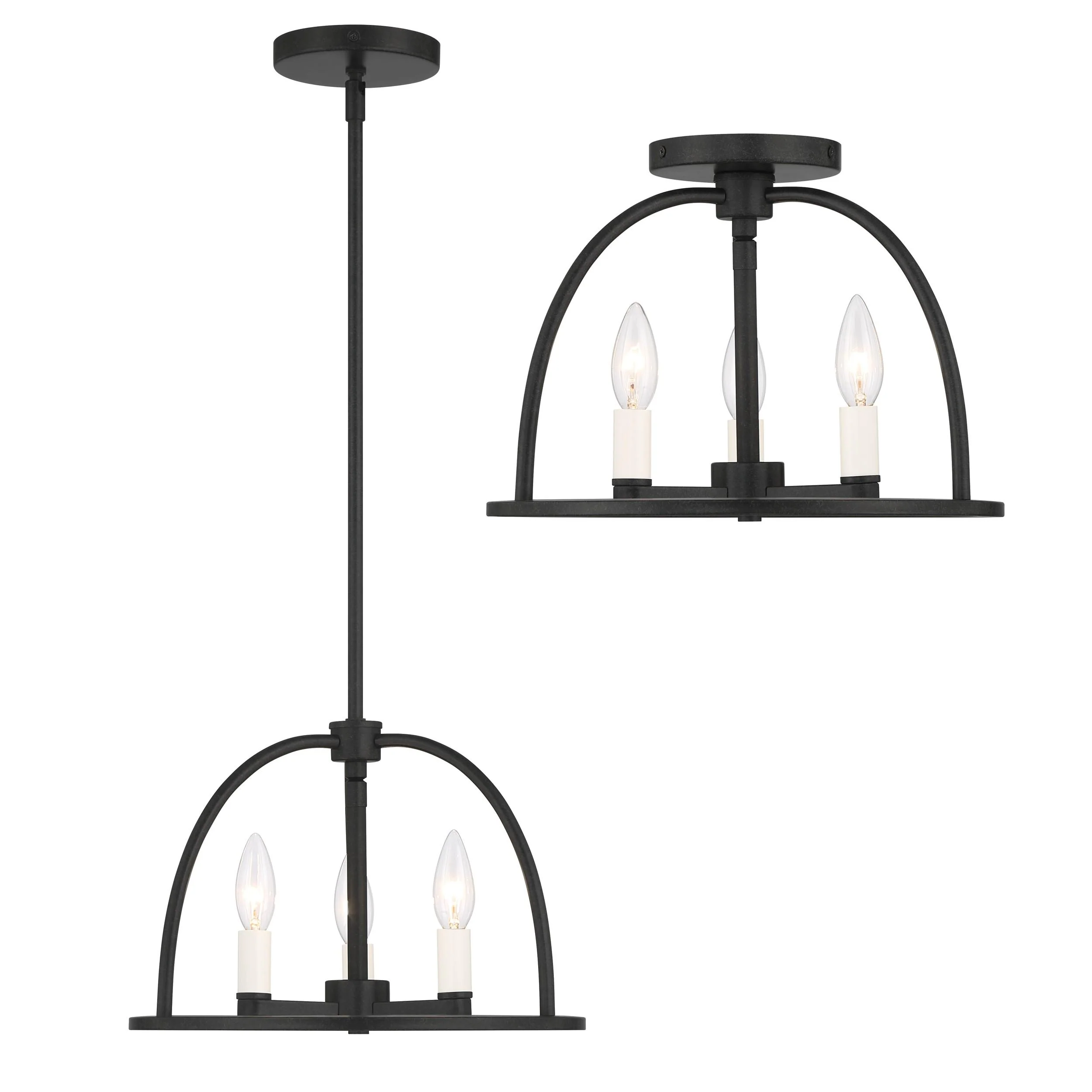 Crystorama Abbott 13.75'' Black Semi Flush Mount - Image 4