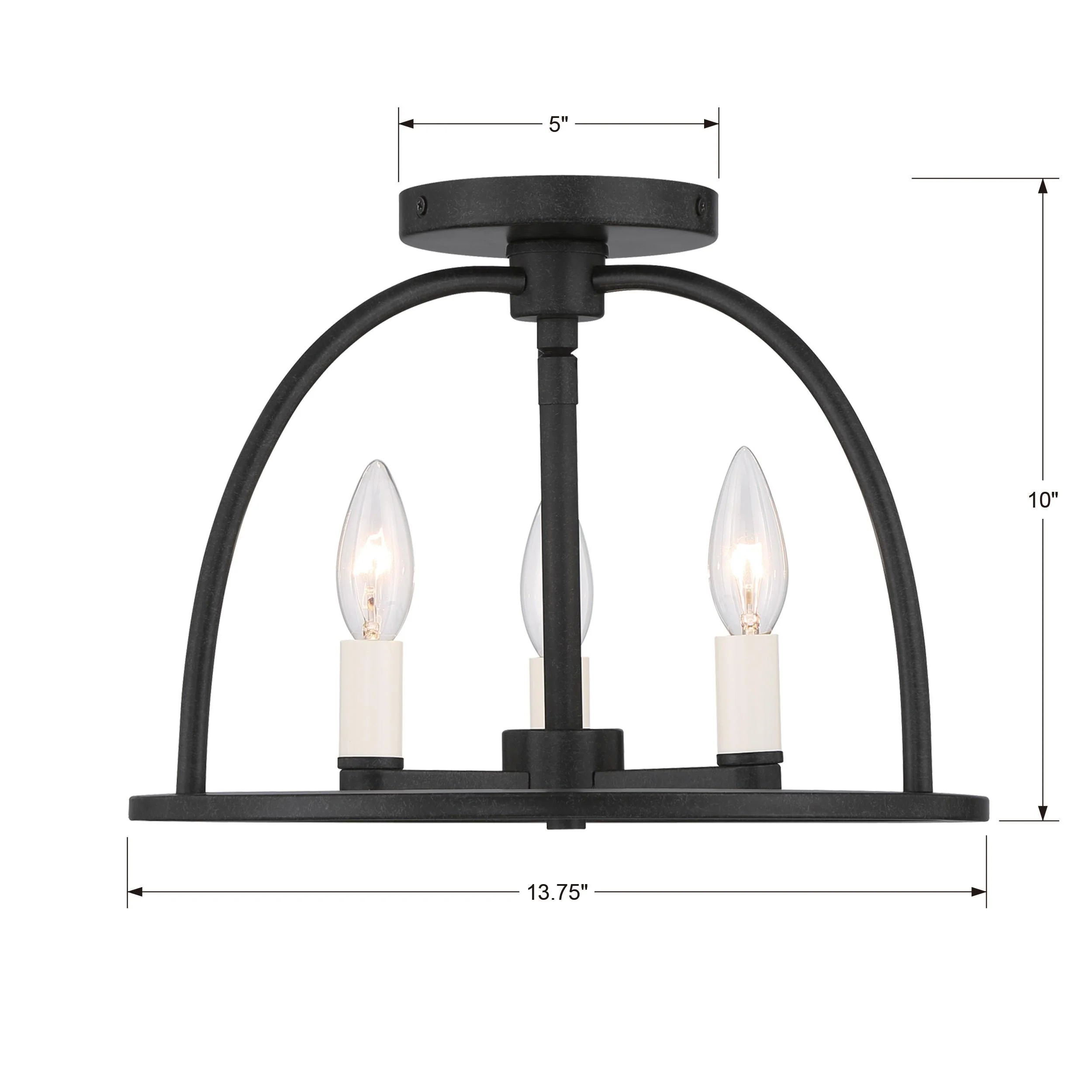Crystorama Abbott 13.75'' Black Semi Flush Mount - Image 7