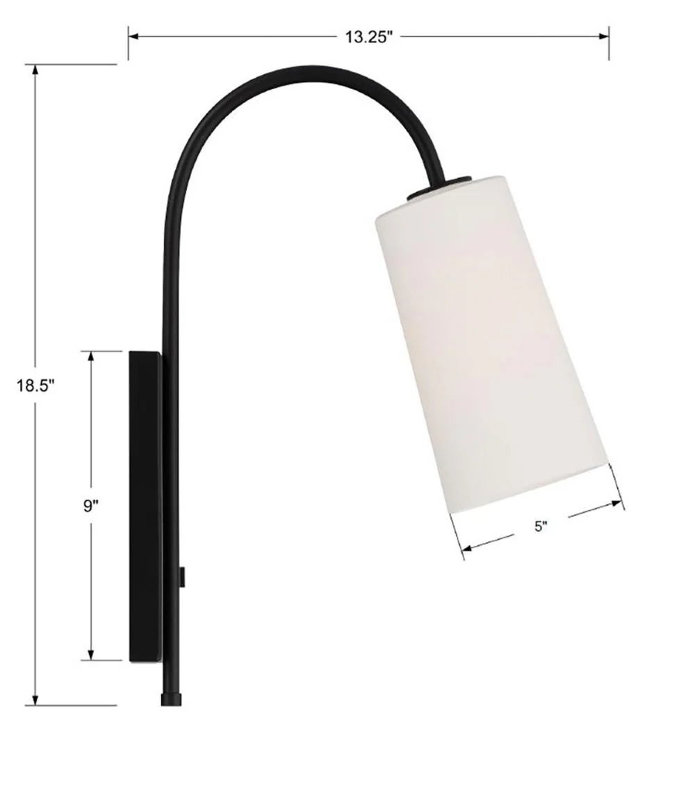 Crystorama Alexa 5'' Matte Black Task Sconce - Image 7
