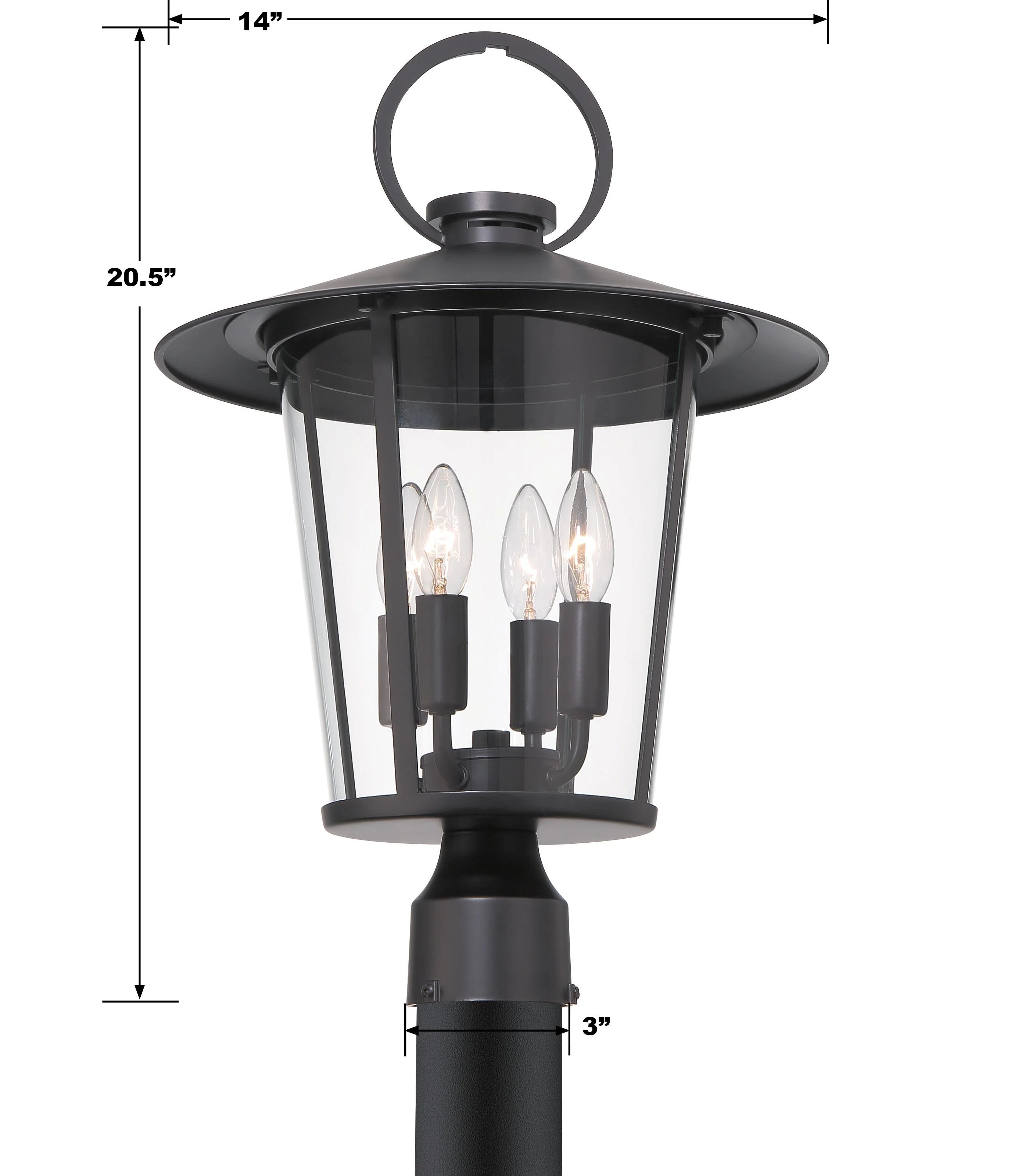 Crystorama Andover 14'' Matte Black Outdoor Post - Image 5