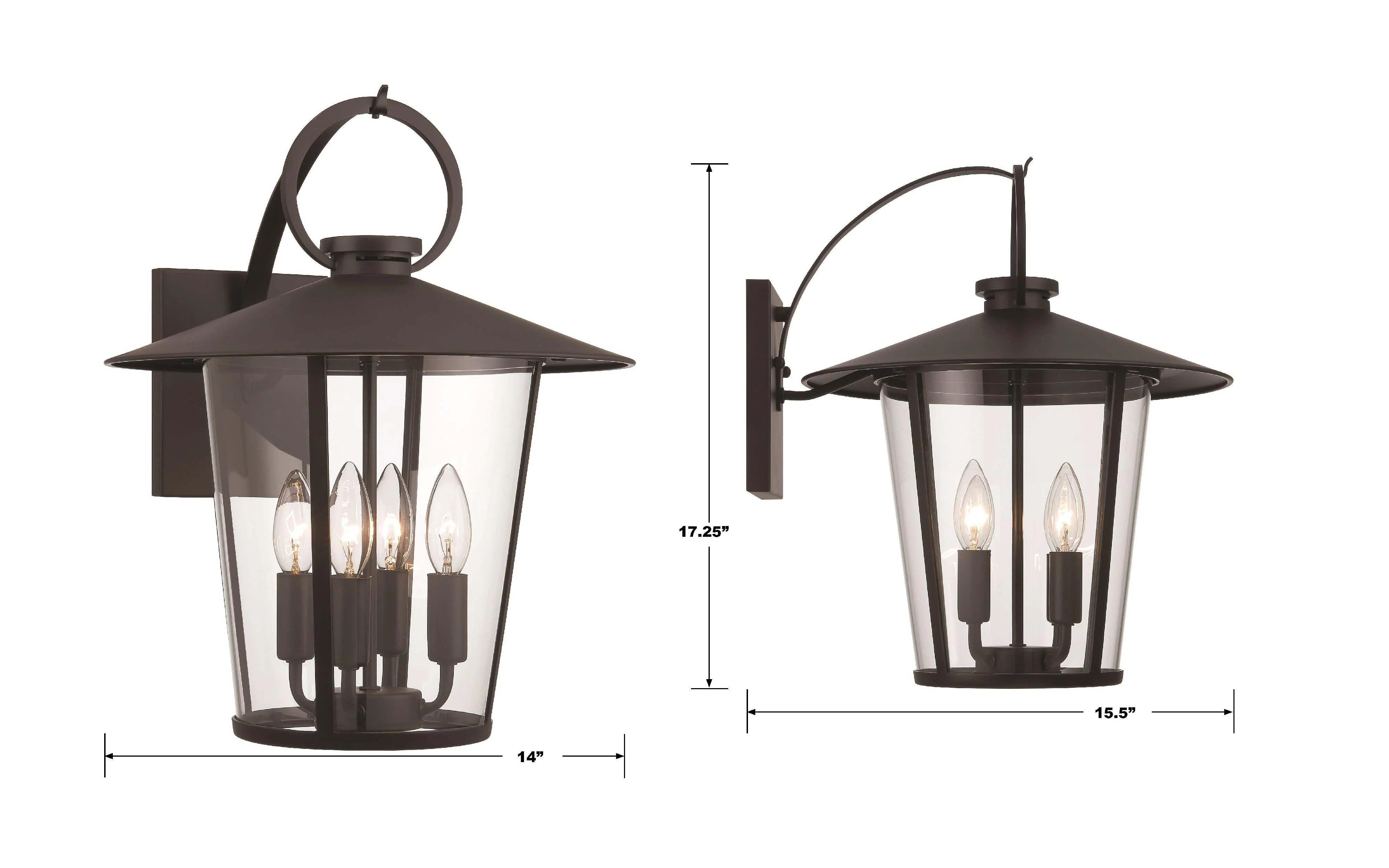 Crystorama Andover 14'' Matte Black Outdoor Sconce - Image 3