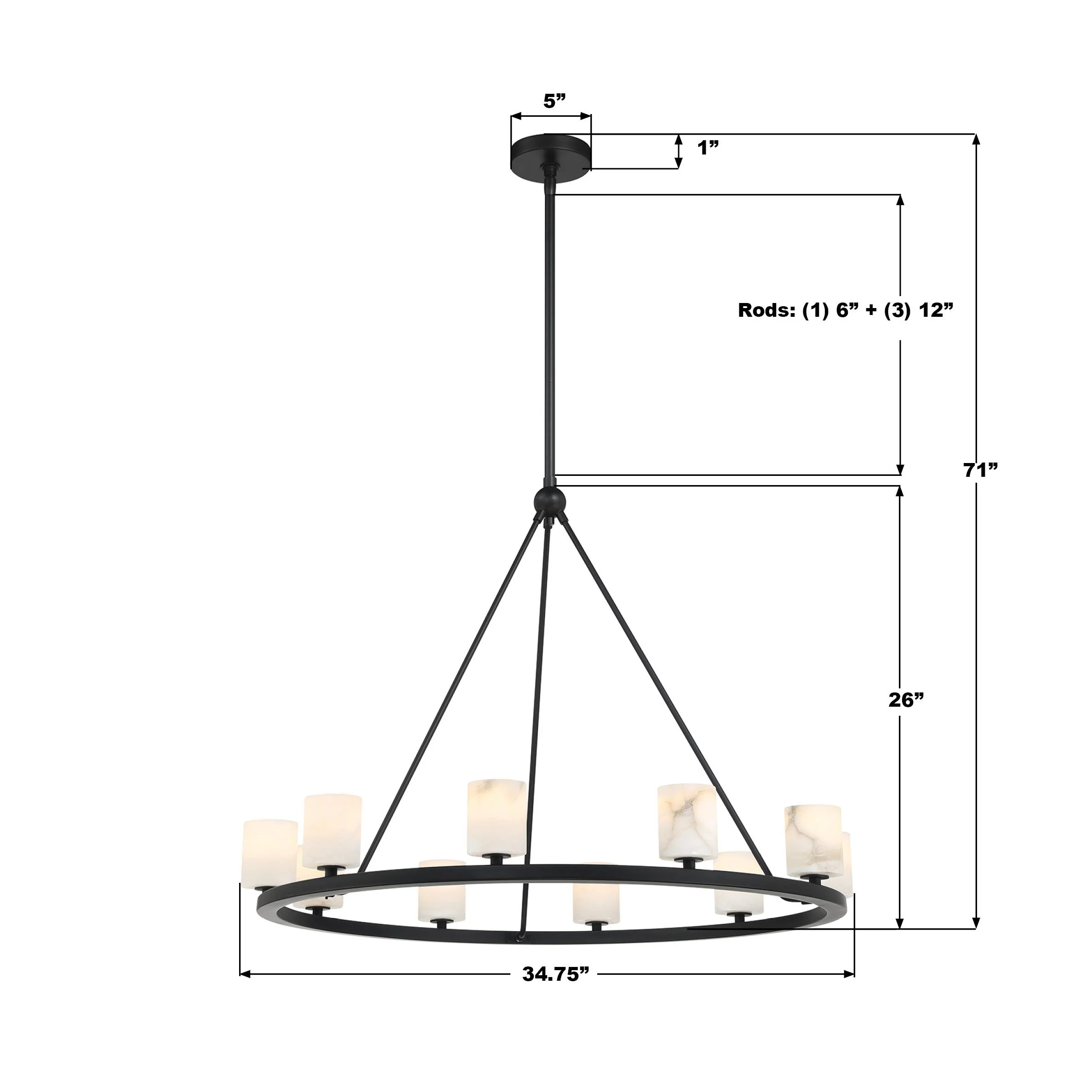 Crystorama Aragon 34.75'' Led Matte Black Chandelier - Image 7